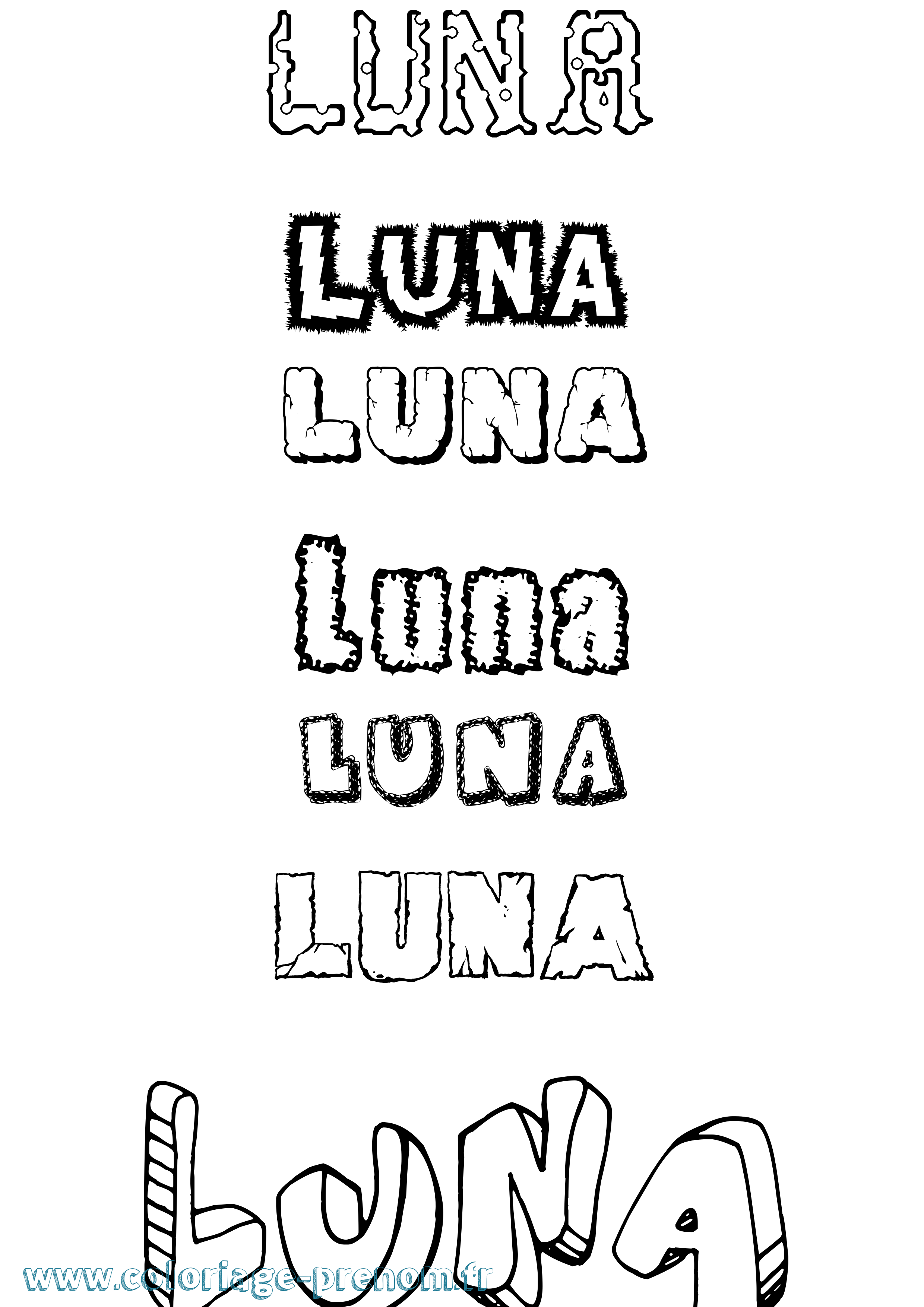 Coloriage prénom Luna