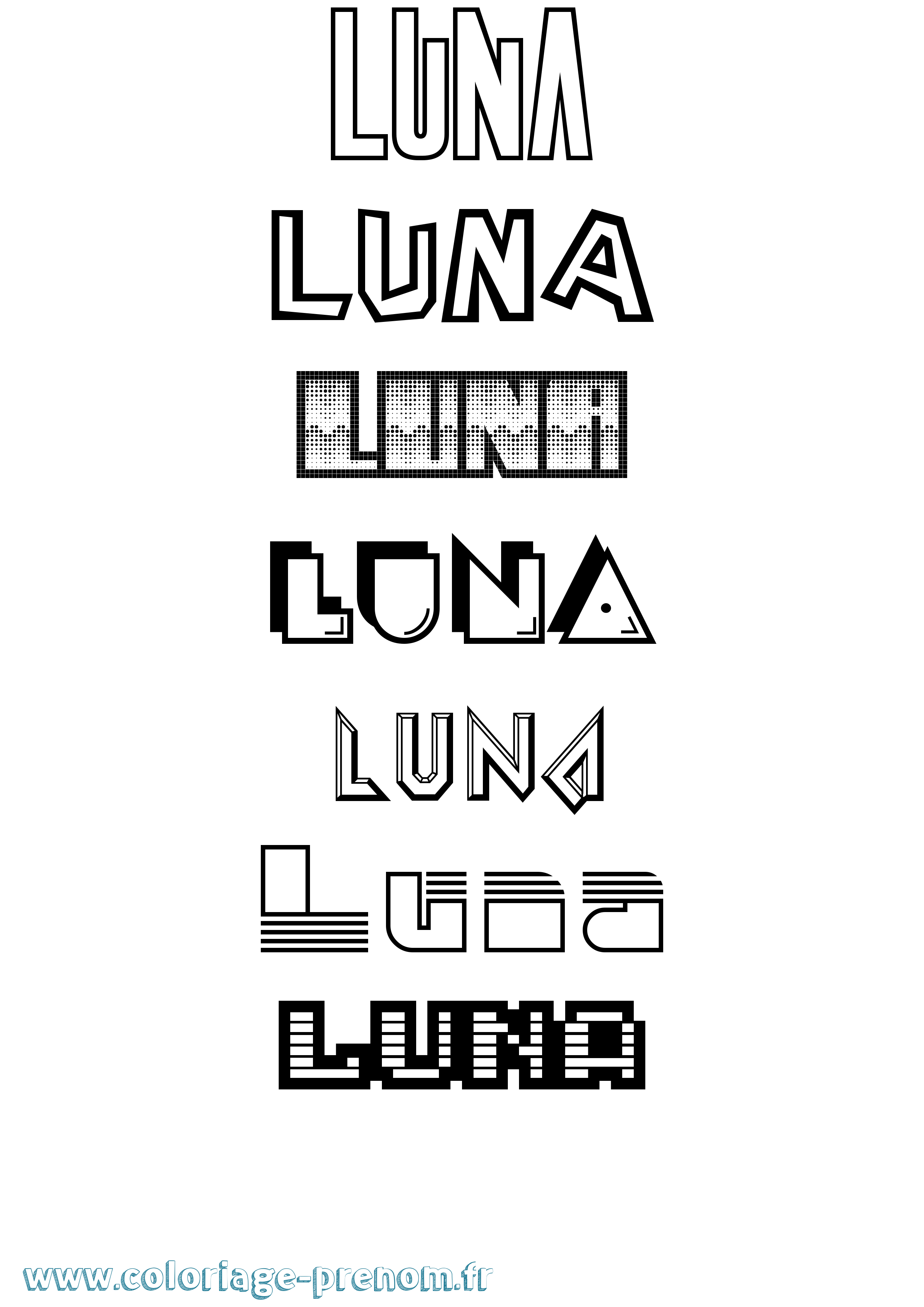 Coloriage prénom Luna
