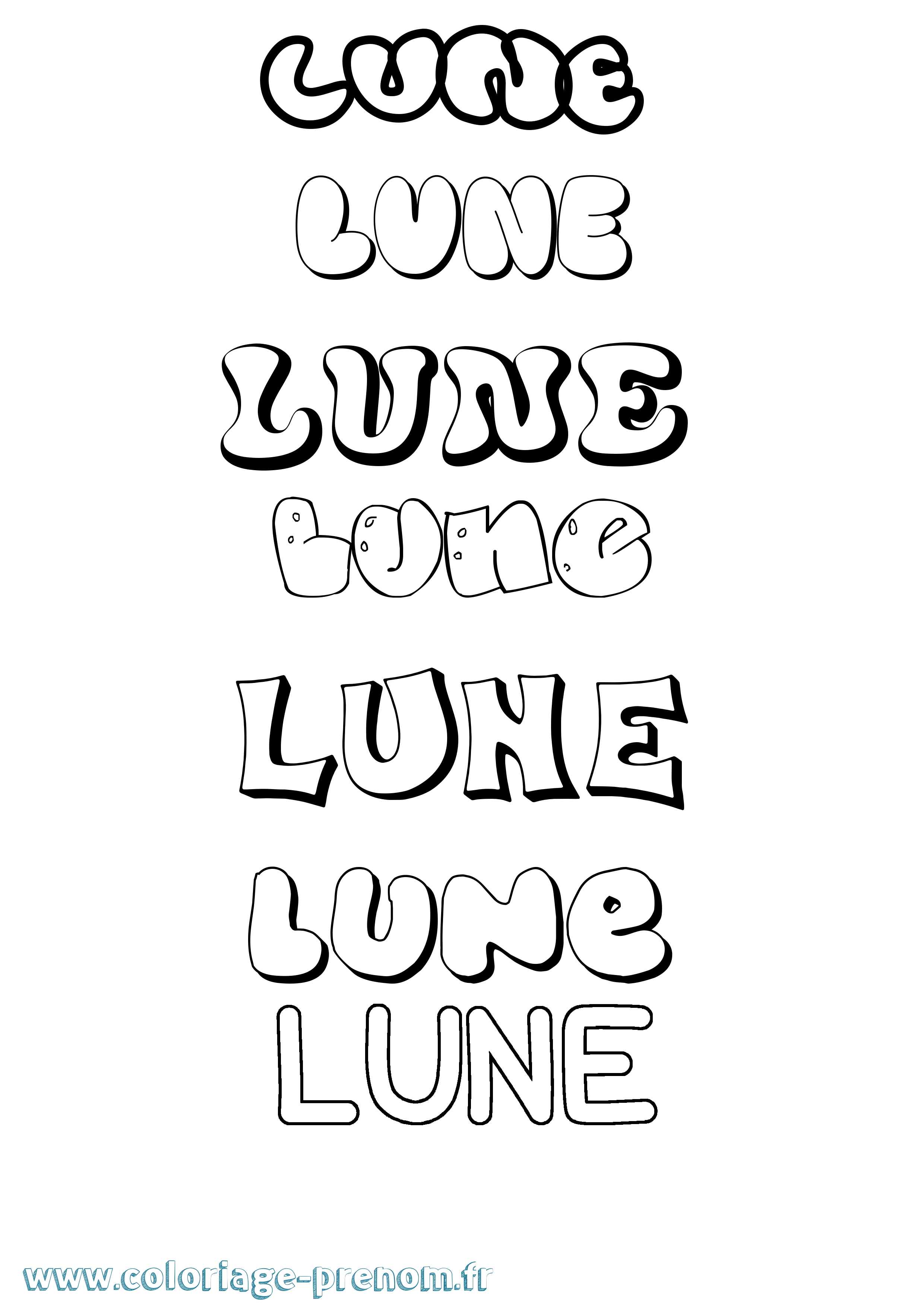 Coloriage Lune Bubble Coloriage prénom Lune Bubble