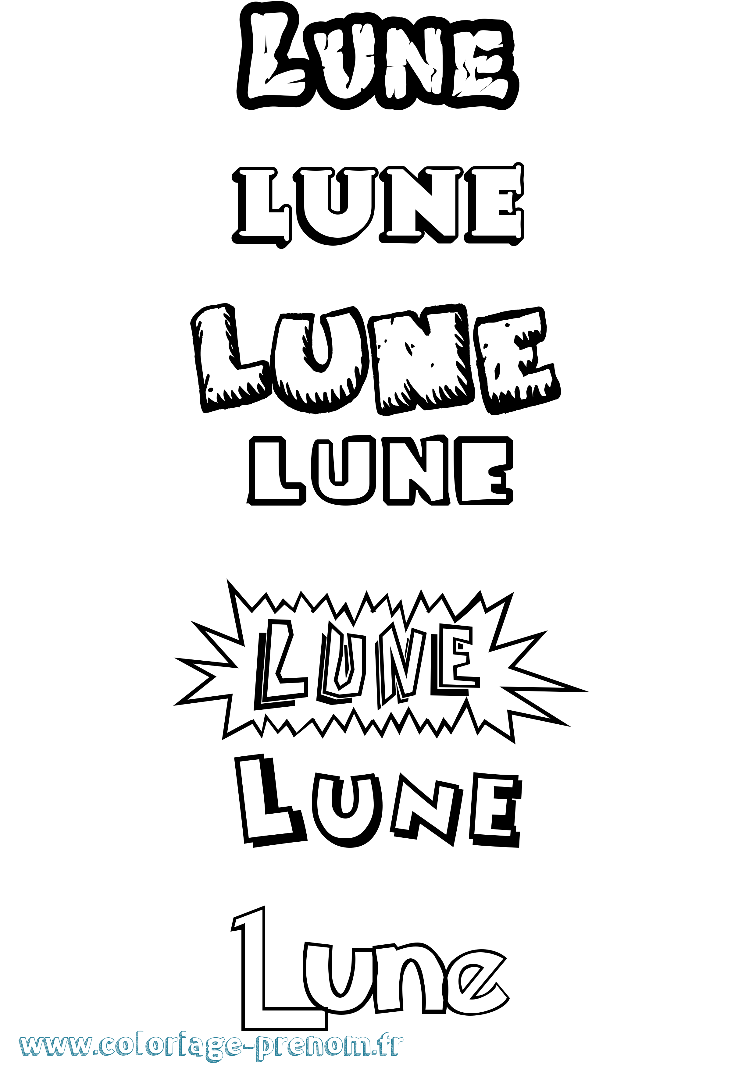 Coloriage Lune Dessin Animé Coloriage prénom Lune Dessin Animé