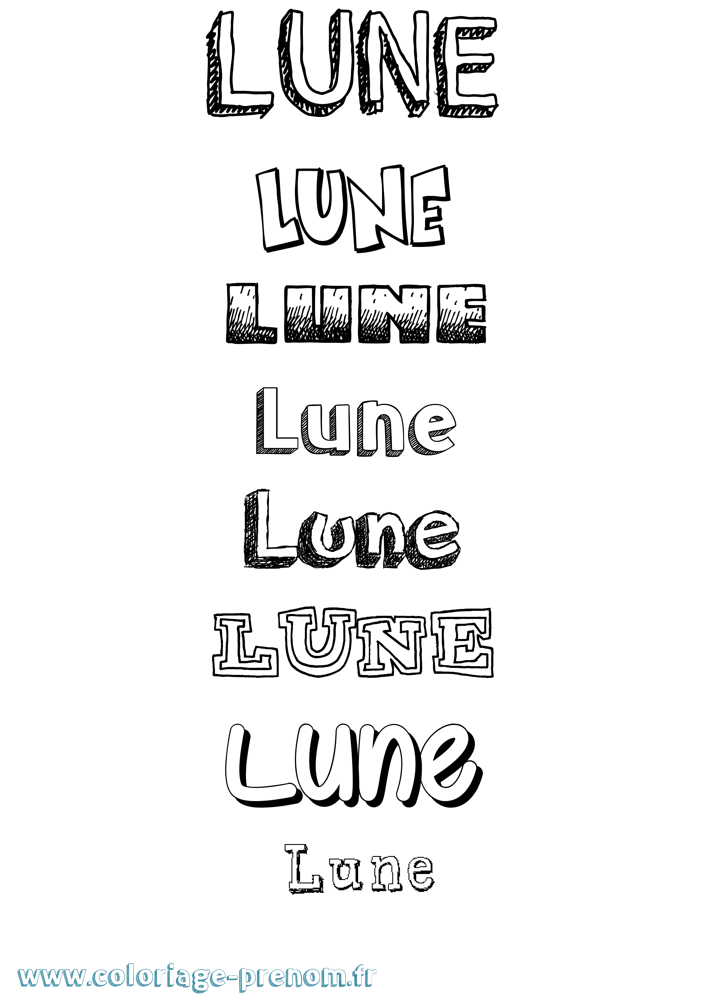Coloriage Lune Dessiné Coloriage prénom Lune Dessiné
