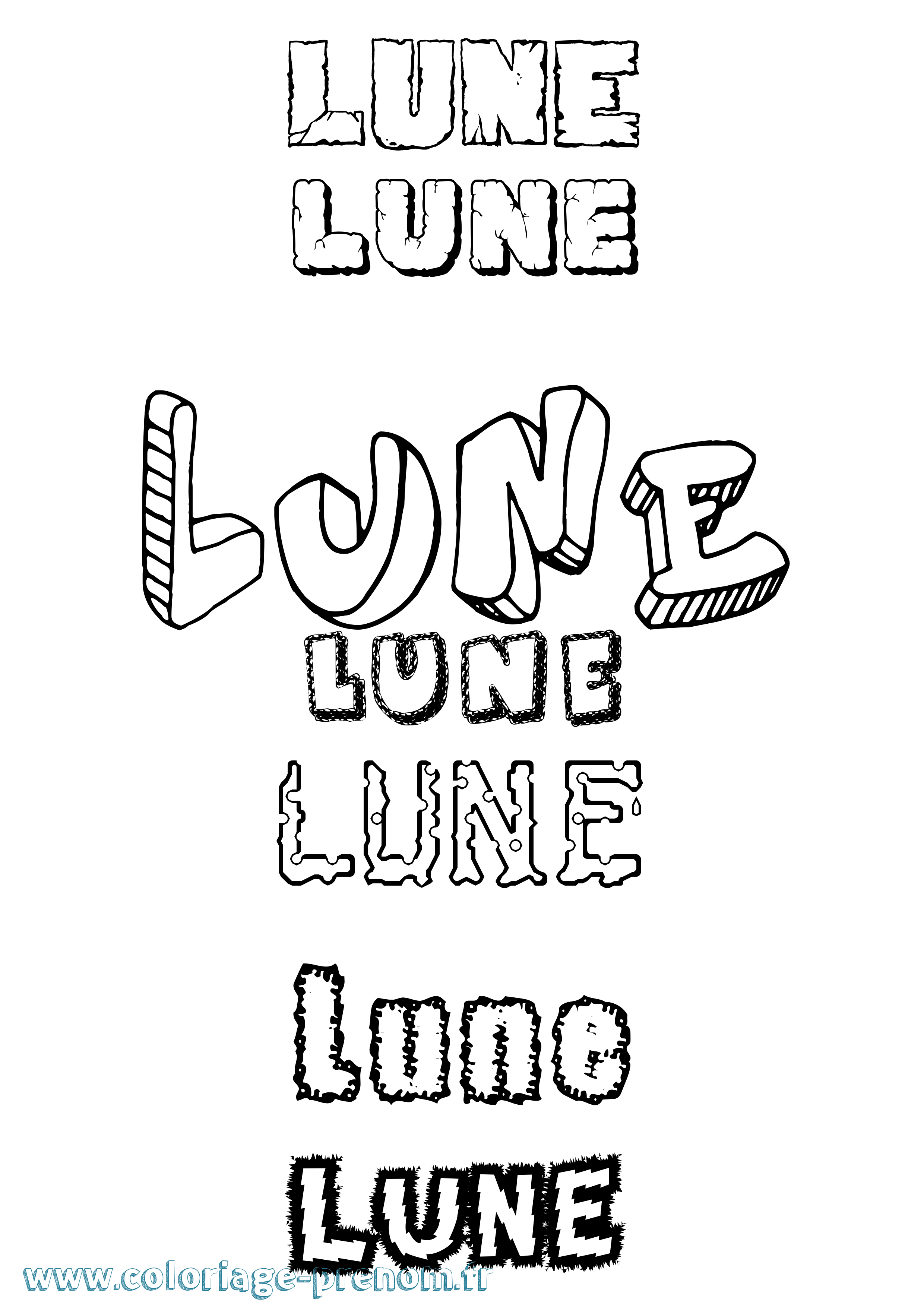 Coloriage Lune Destructuré Coloriage prénom Lune Destructuré