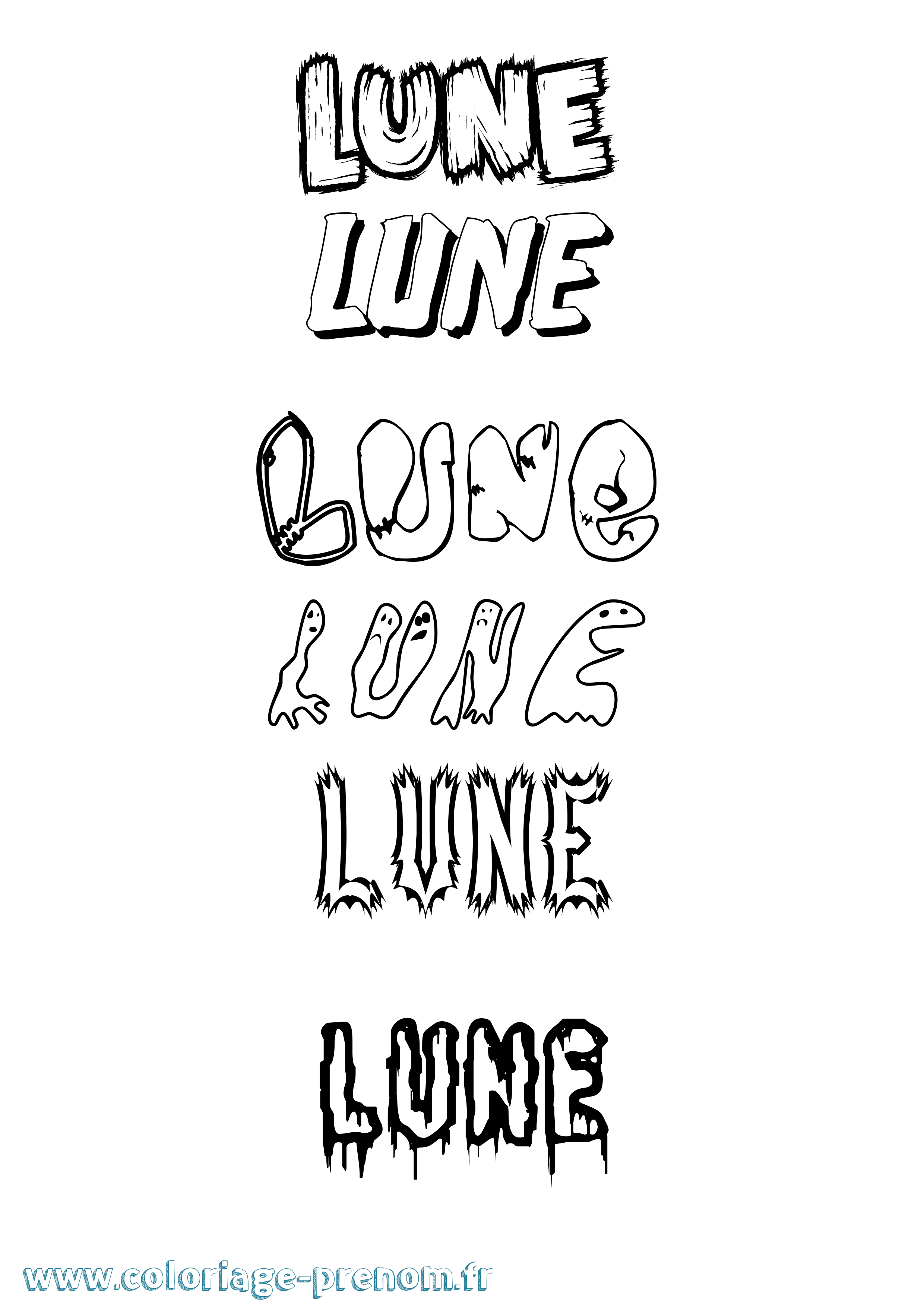Coloriage Lune Frisson Coloriage prénom Lune Frisson