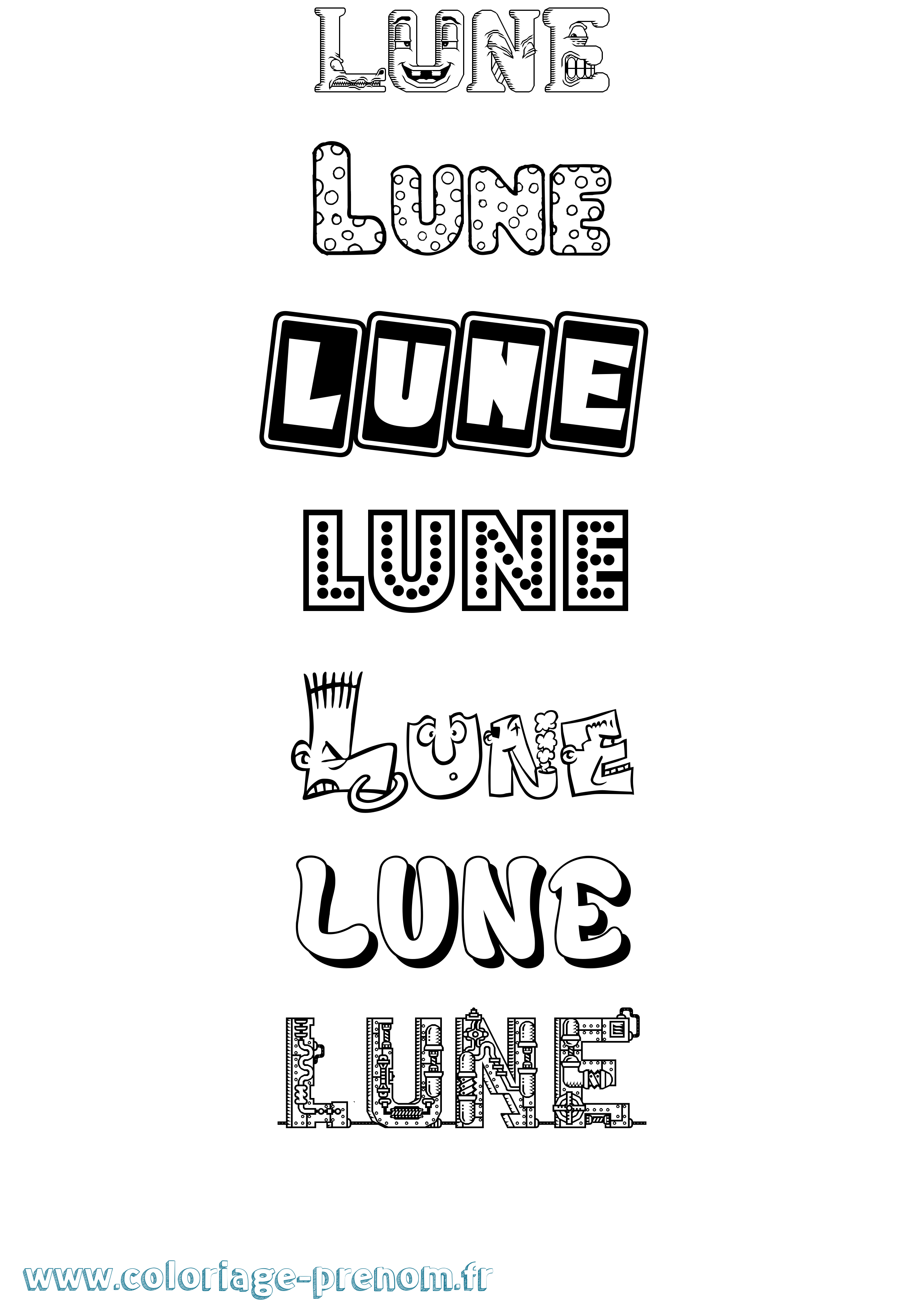 Coloriage Lune Fun Coloriage prénom Lune Fun