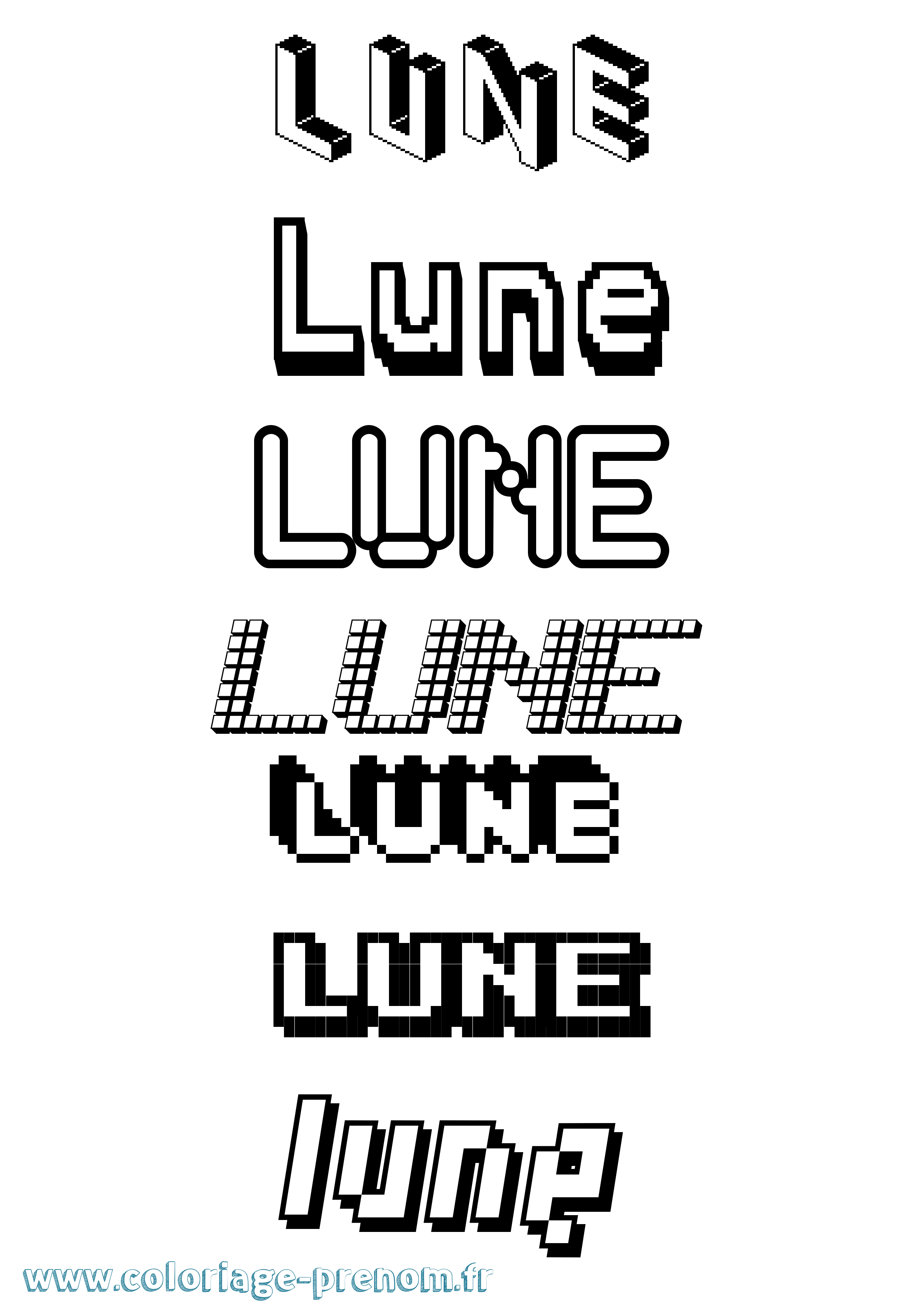 Coloriage Lune Pixel Coloriage prénom Lune Pixel