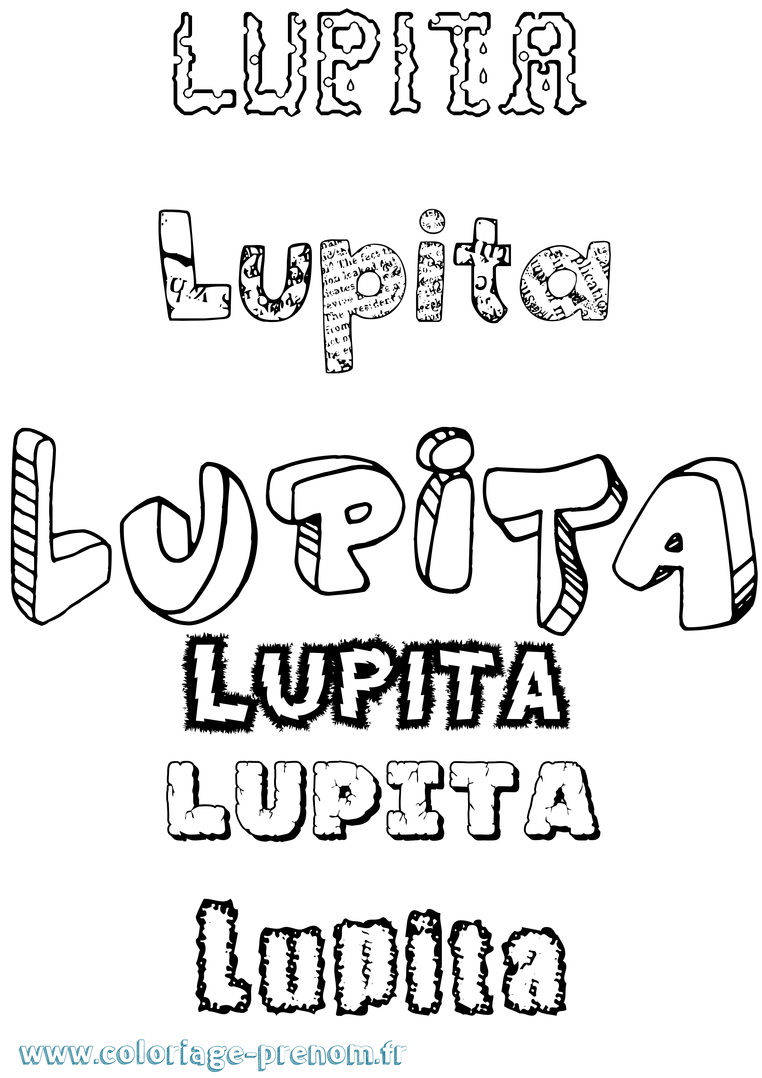 Coloriage prénom Lupita Destructuré