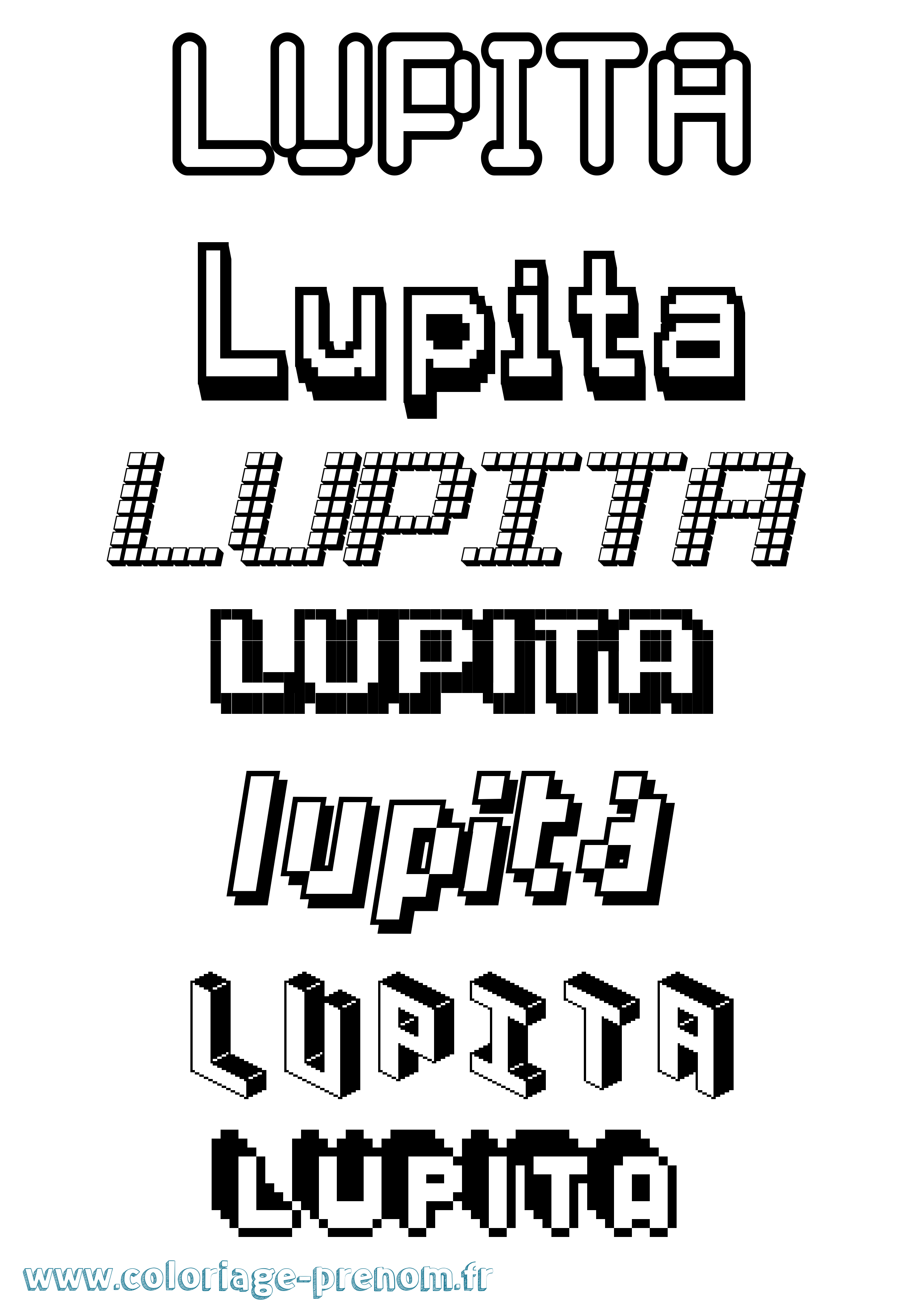 Coloriage prénom Lupita Pixel