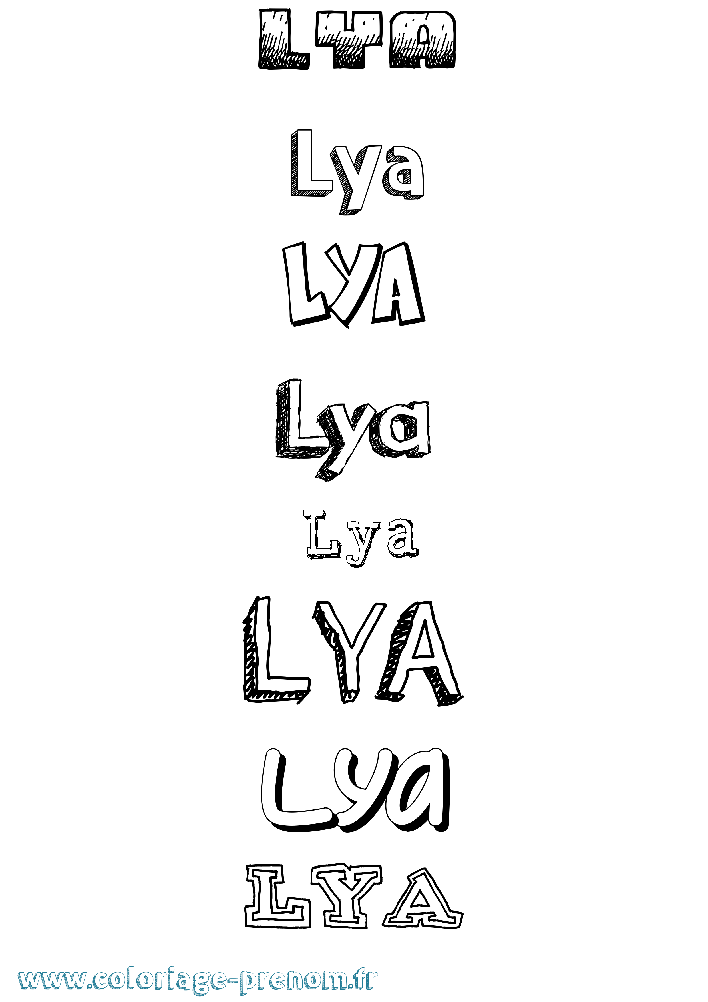 Coloriage prénom Lya Dessiné