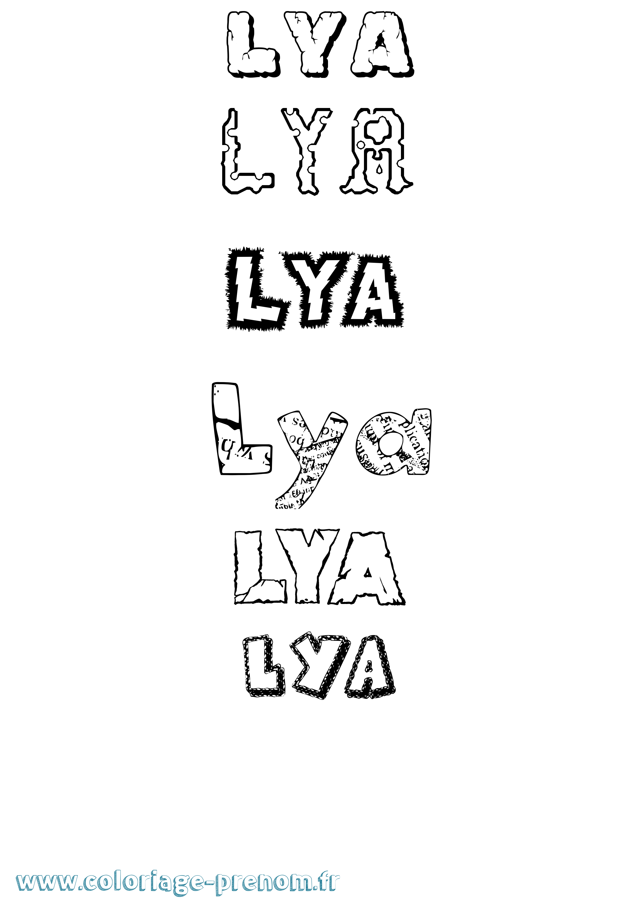 Coloriage prénom Lya Destructuré