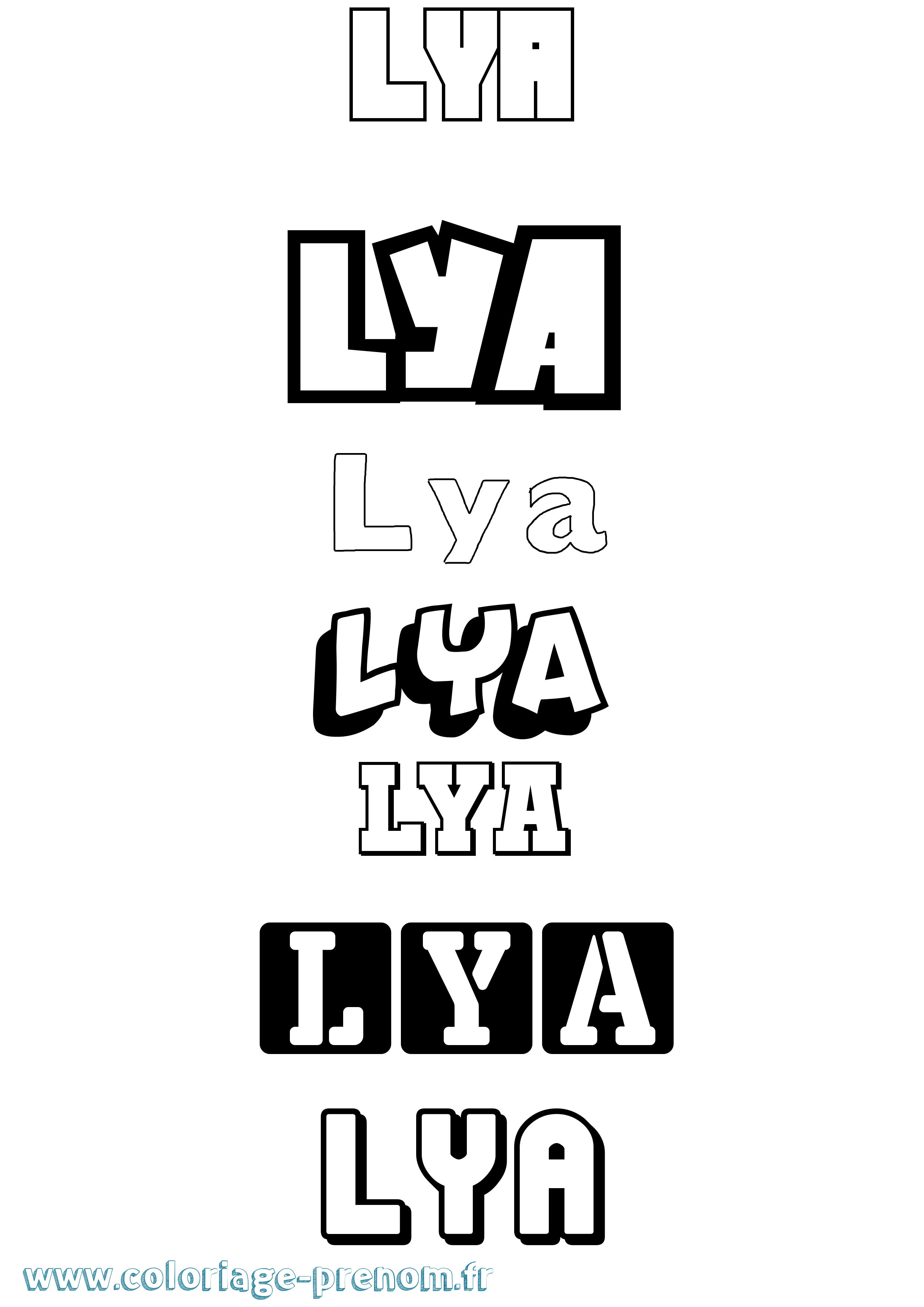 Coloriage prénom Lya Simple