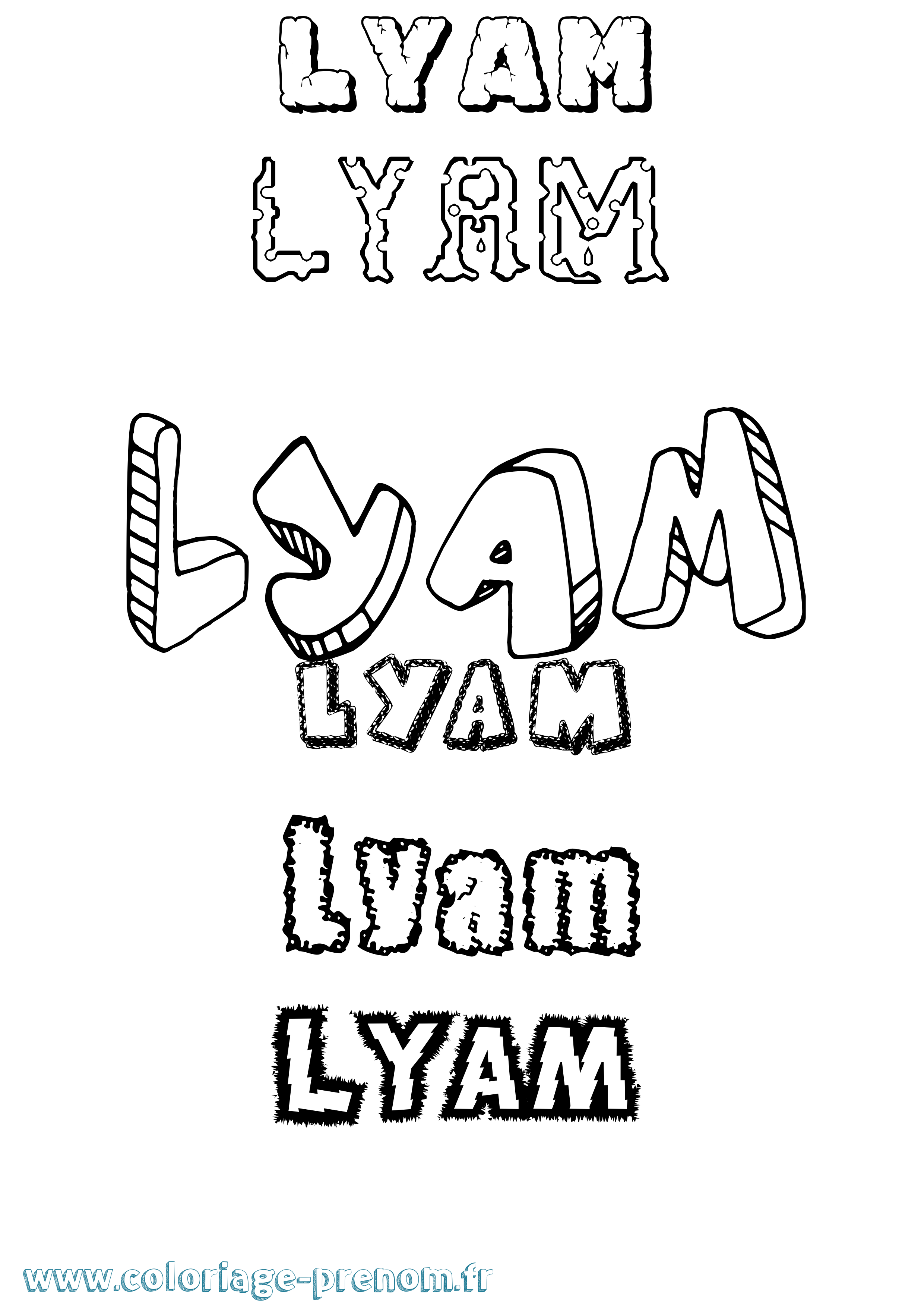 Coloriage prénom Lyam Destructuré