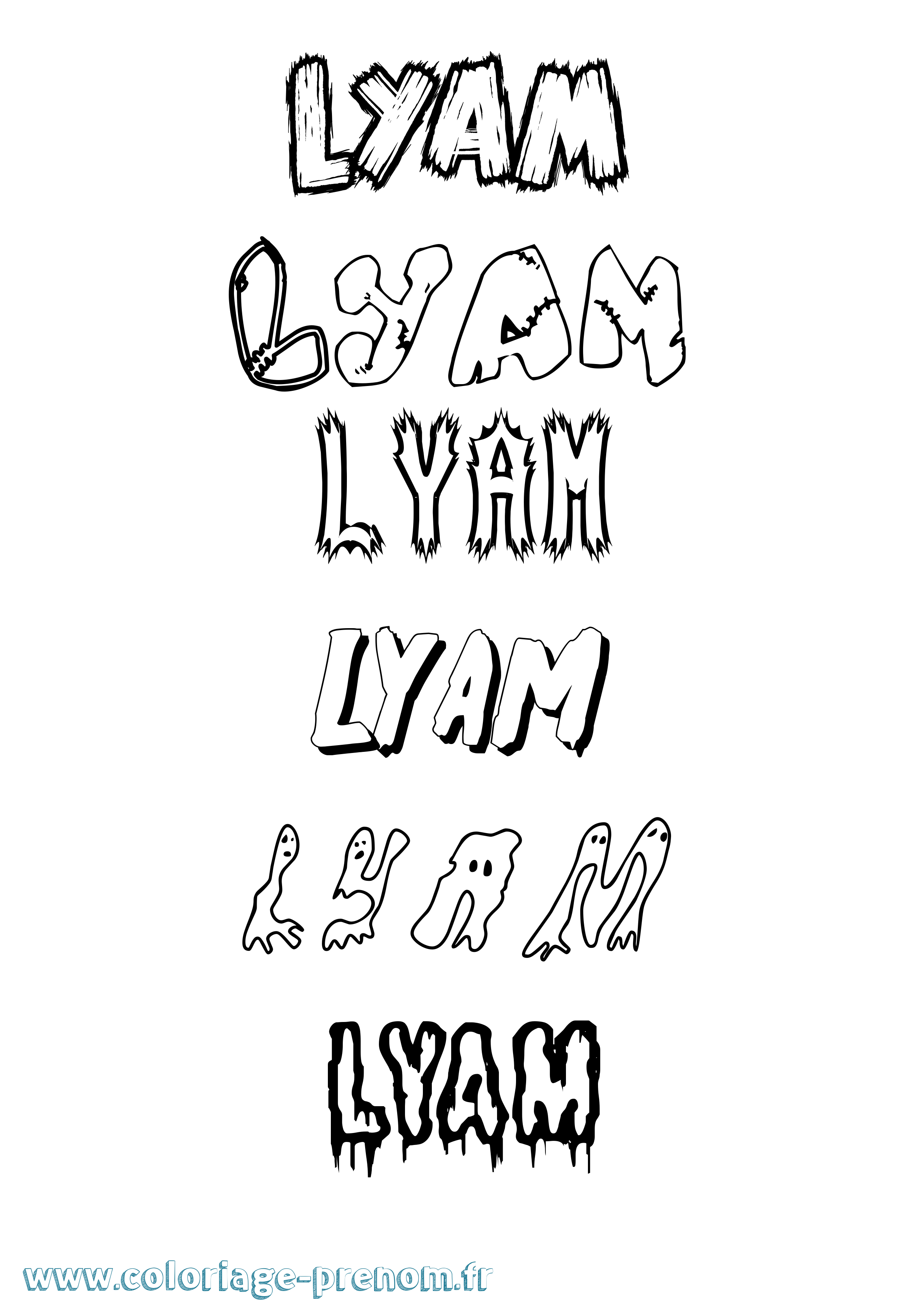 Coloriage prénom Lyam Frisson