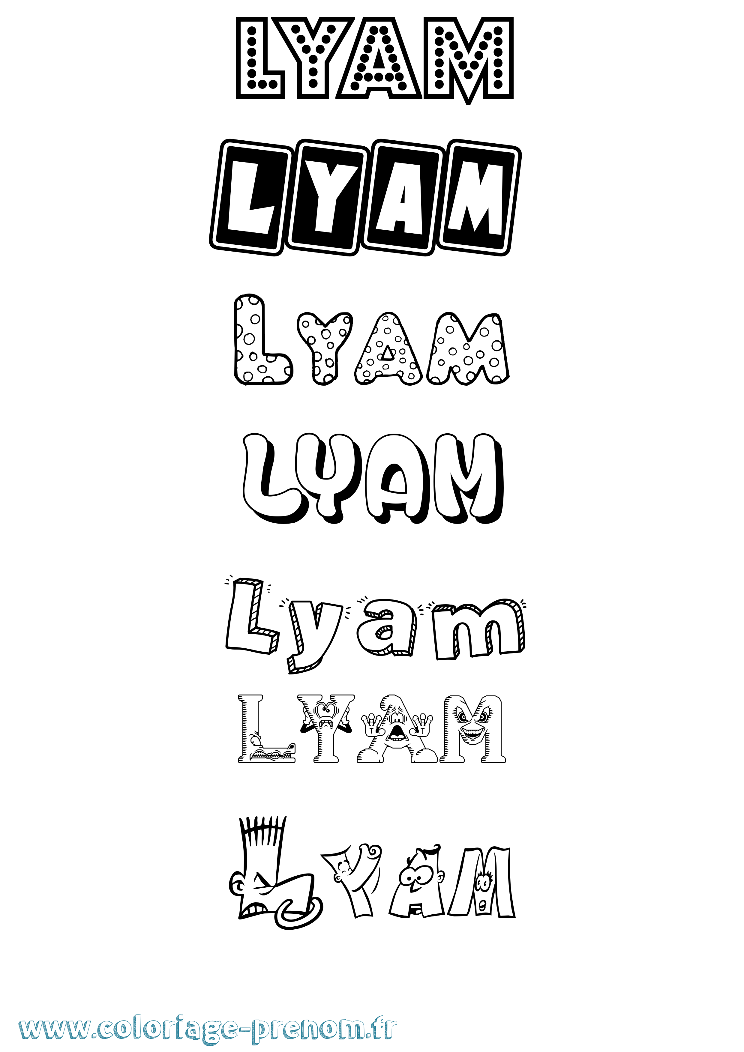 Coloriage prénom Lyam Fun
