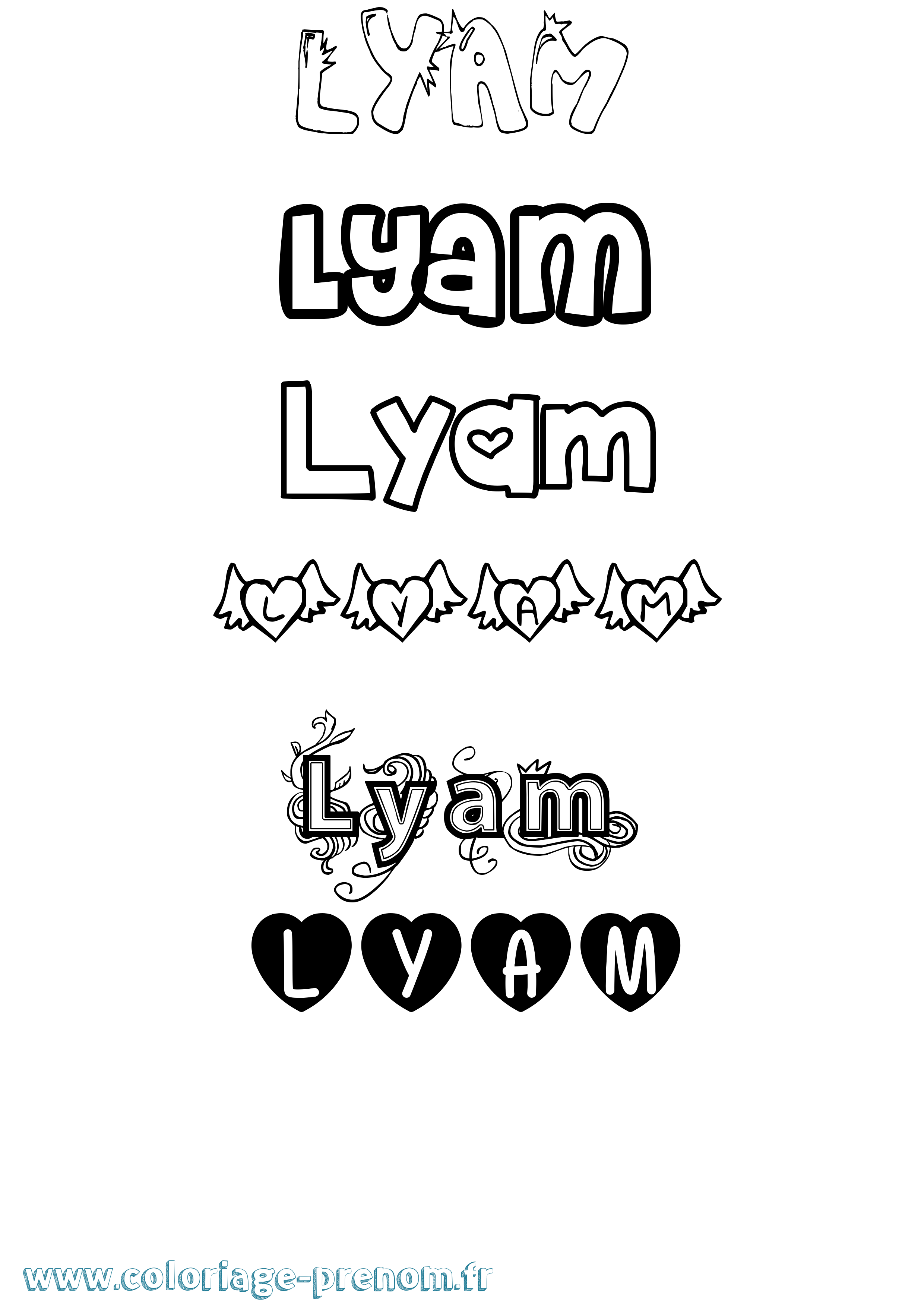 Coloriage prénom Lyam Girly