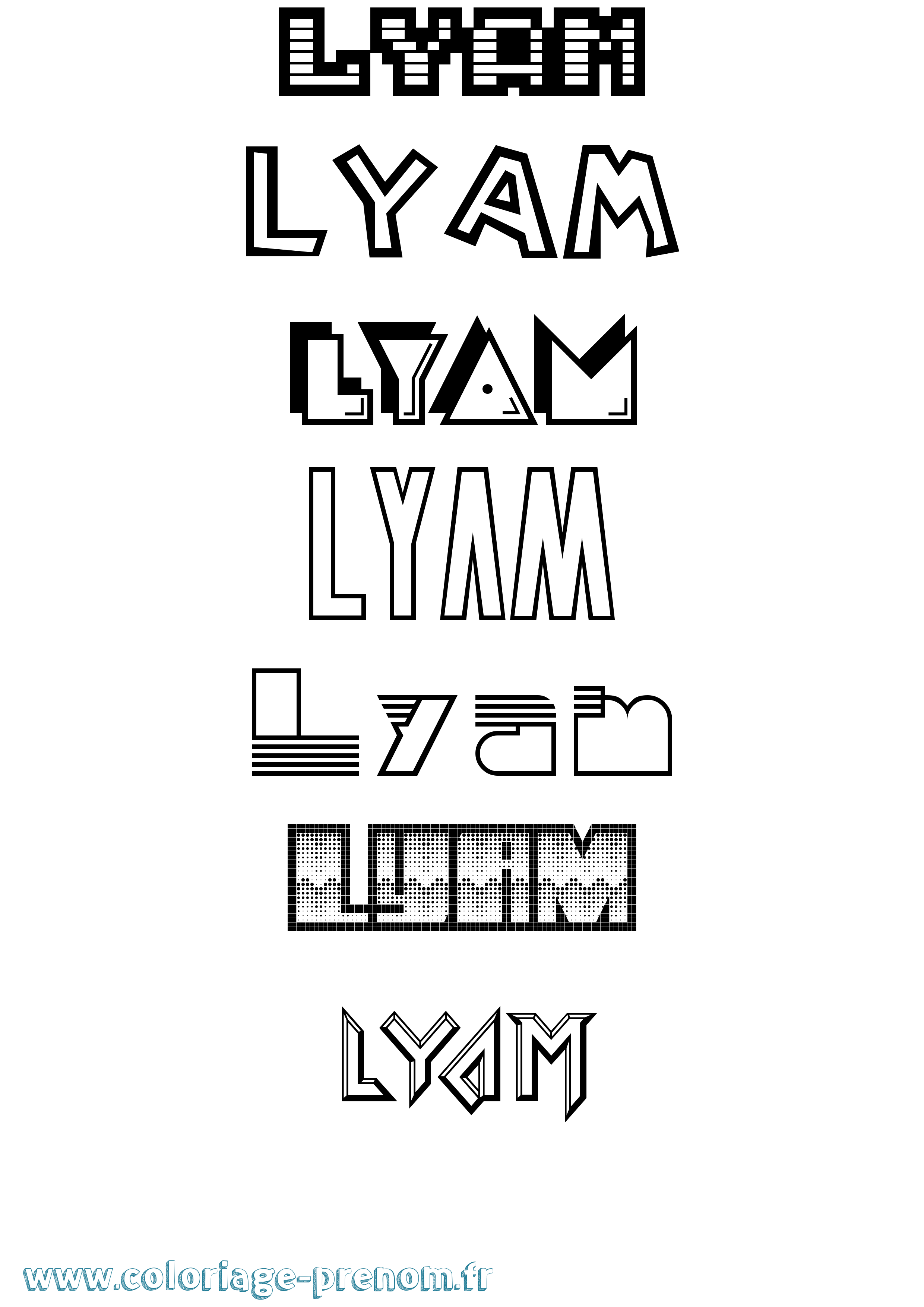 Coloriage prénom Lyam Jeux Vidéos
