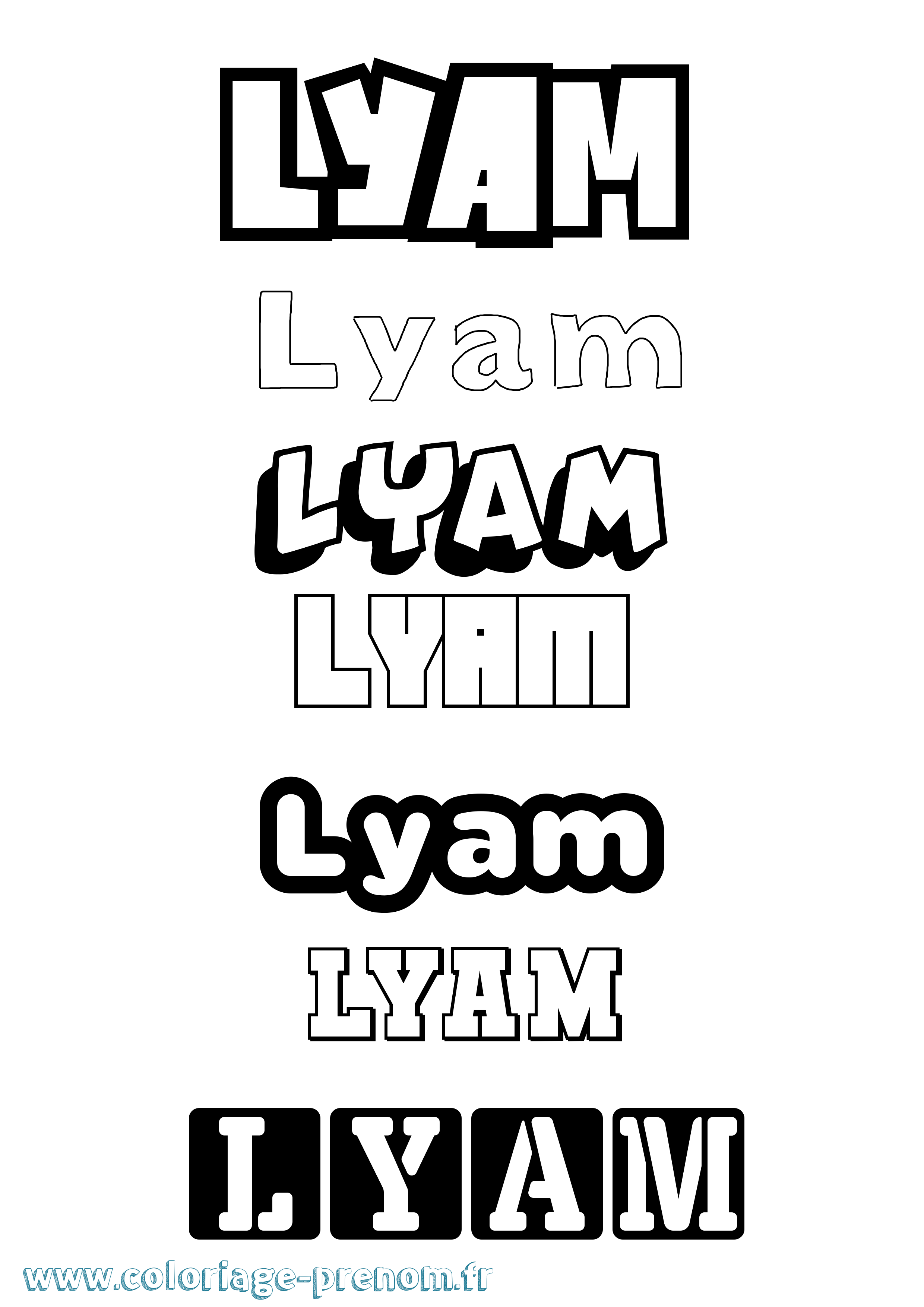Coloriage prénom Lyam Simple