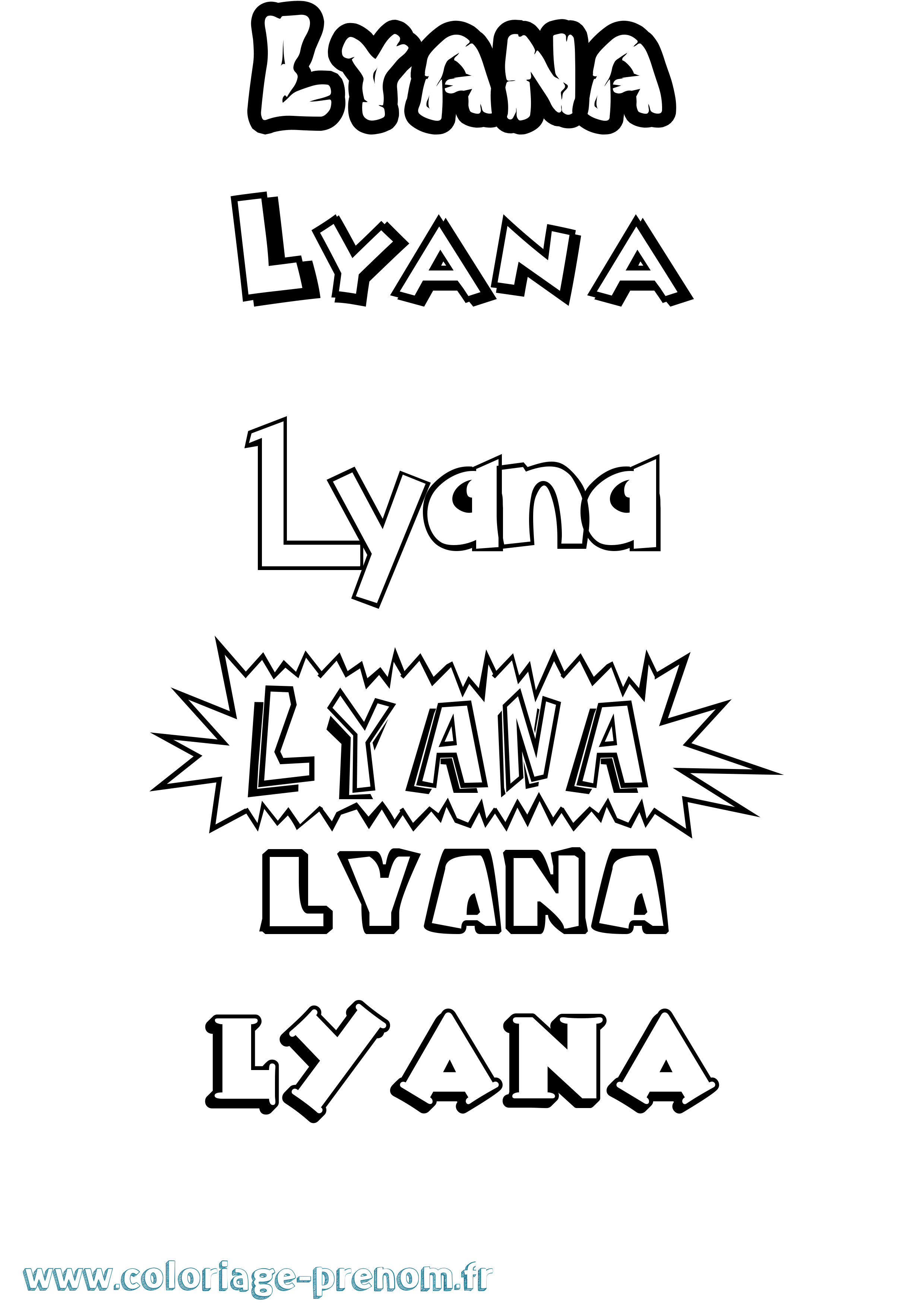 Coloriage Lyana Dessin Animé Coloriage prénom Lyana Dessin Animé