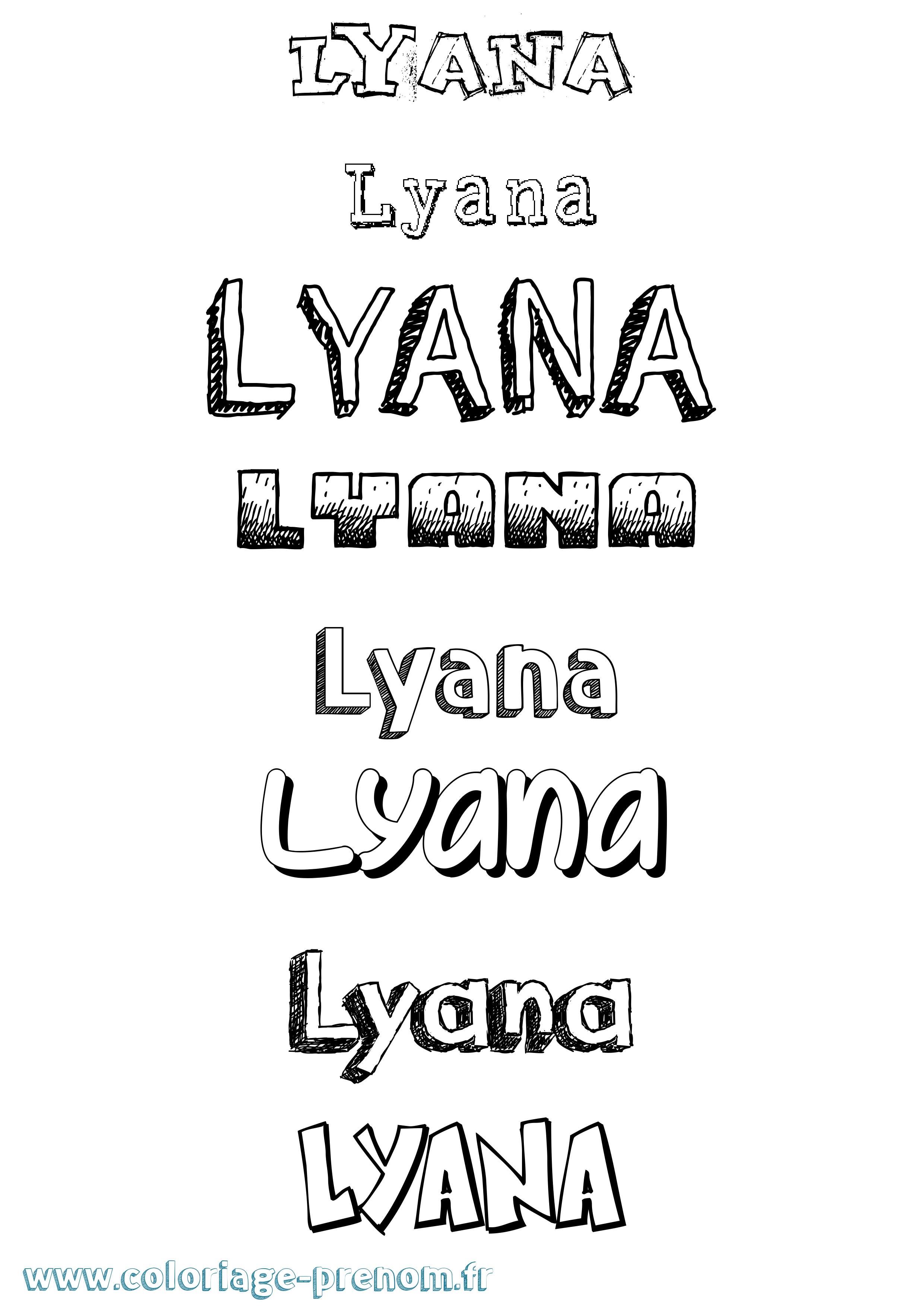 Coloriage Lyana Dessiné Coloriage prénom Lyana Dessiné