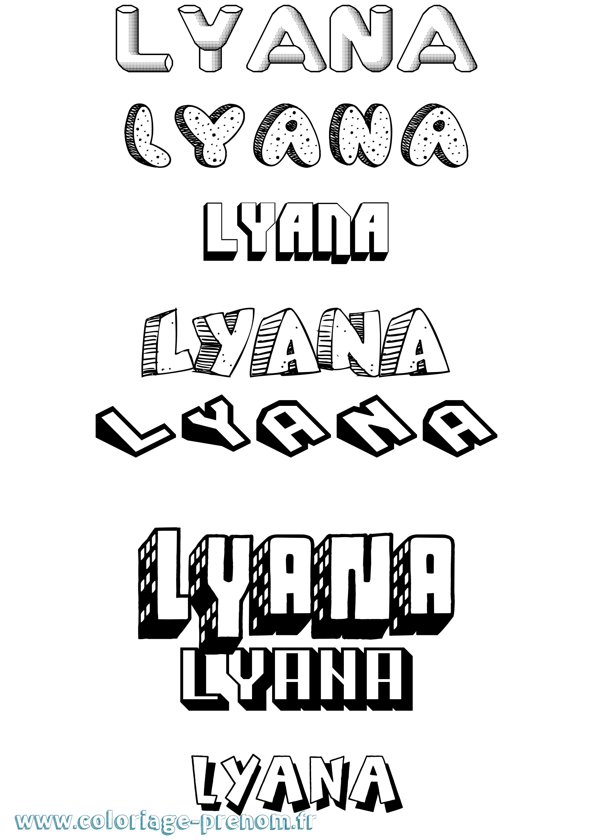 Coloriage Lyana Effet 3D Coloriage prénom Lyana Effet 3D