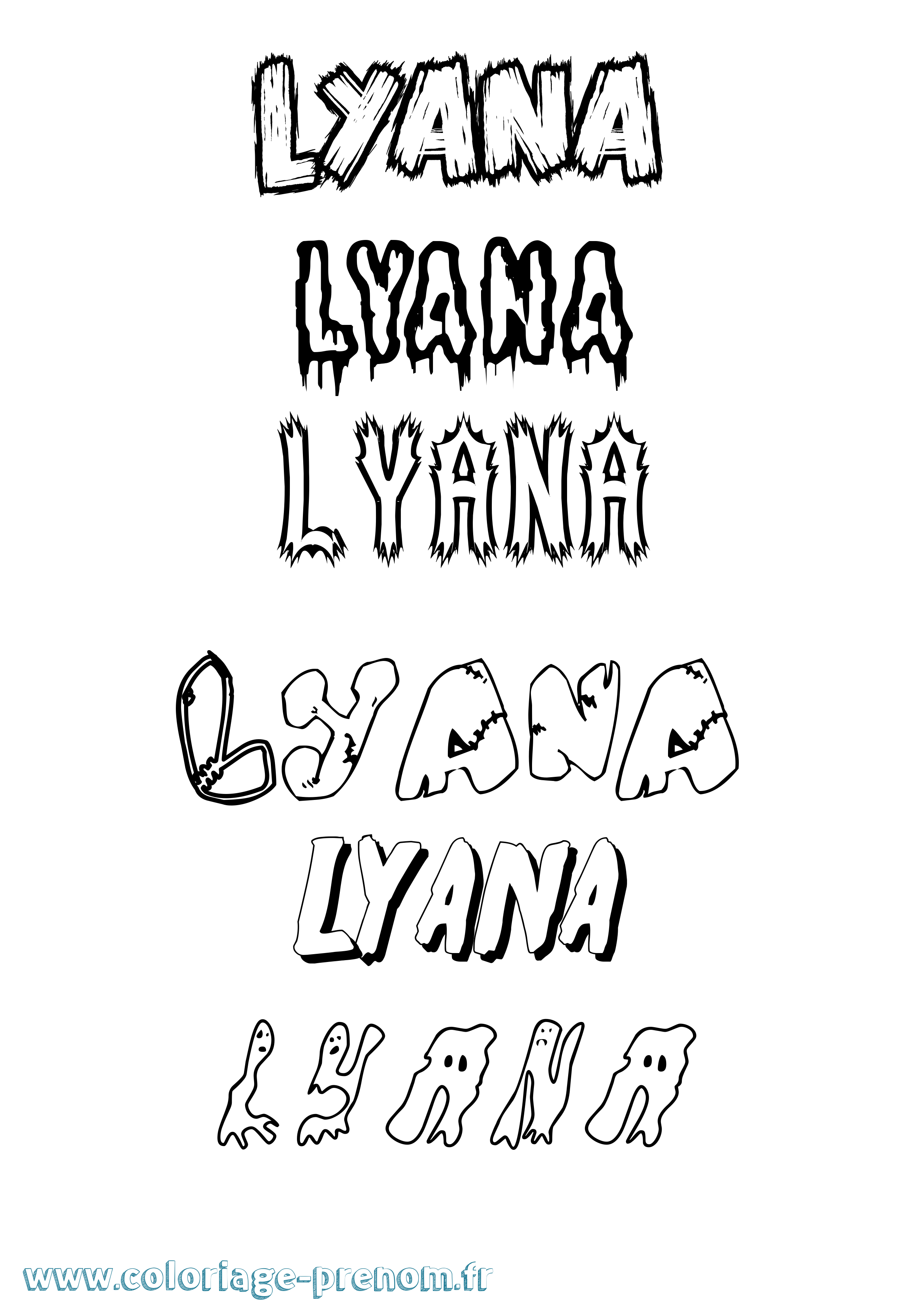 Coloriage prénom Lyana
