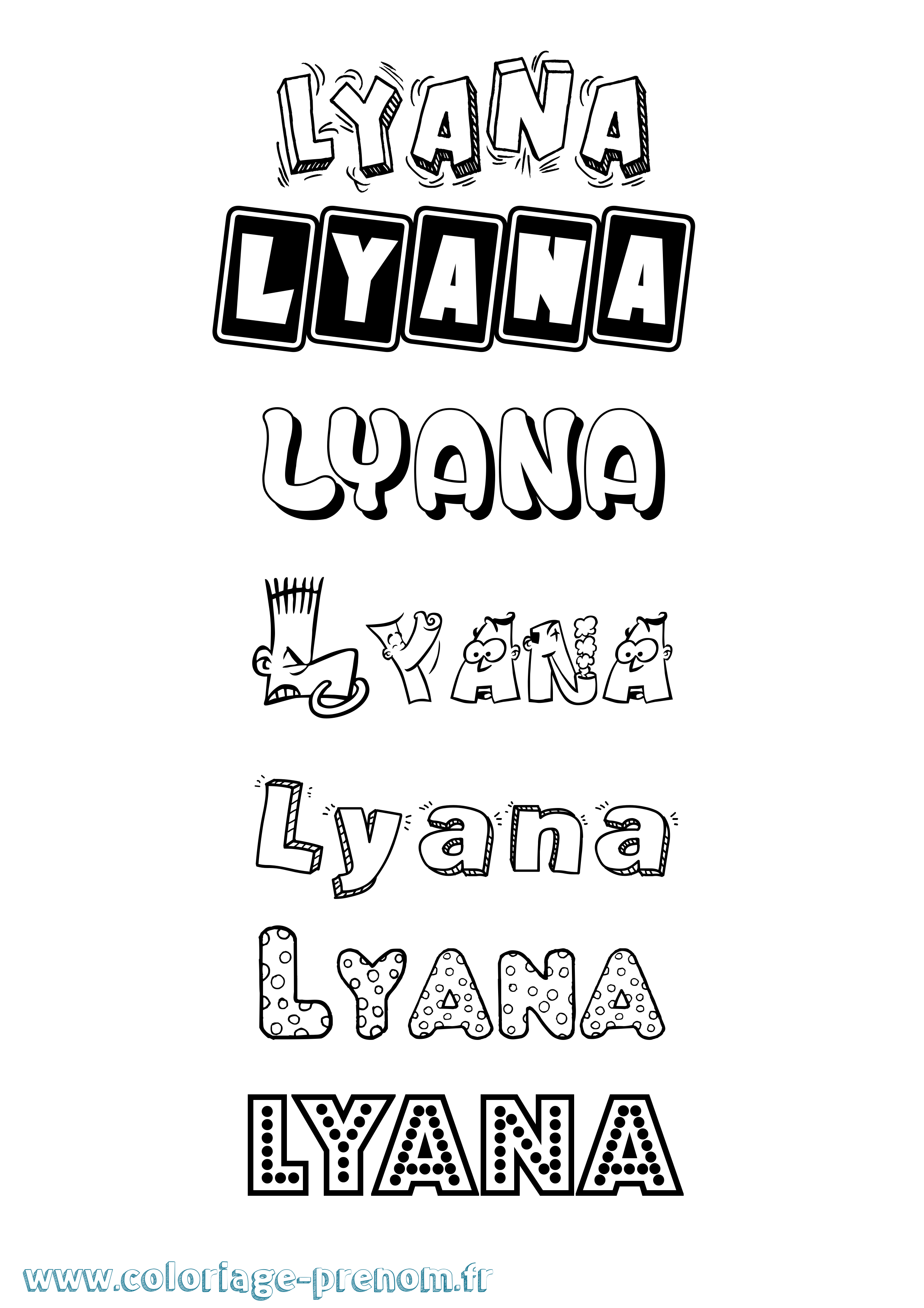 Coloriage prénom Lyana
