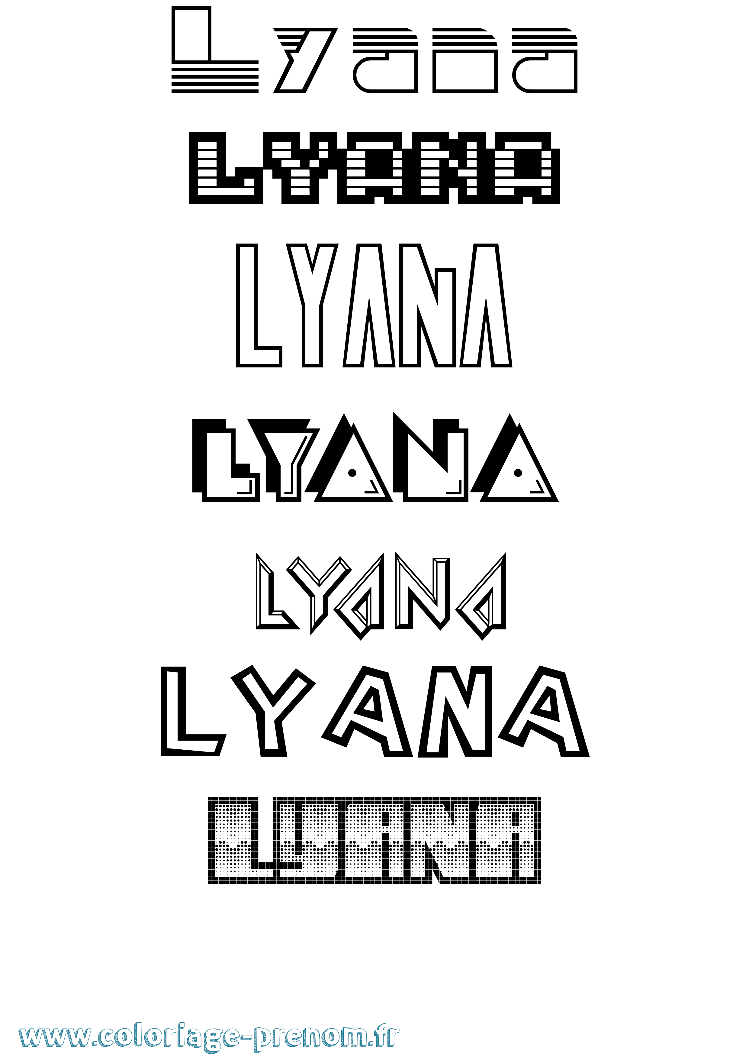 Coloriage Lyana Jeux Vidéos Coloriage prénom Lyana Jeux Vidéos