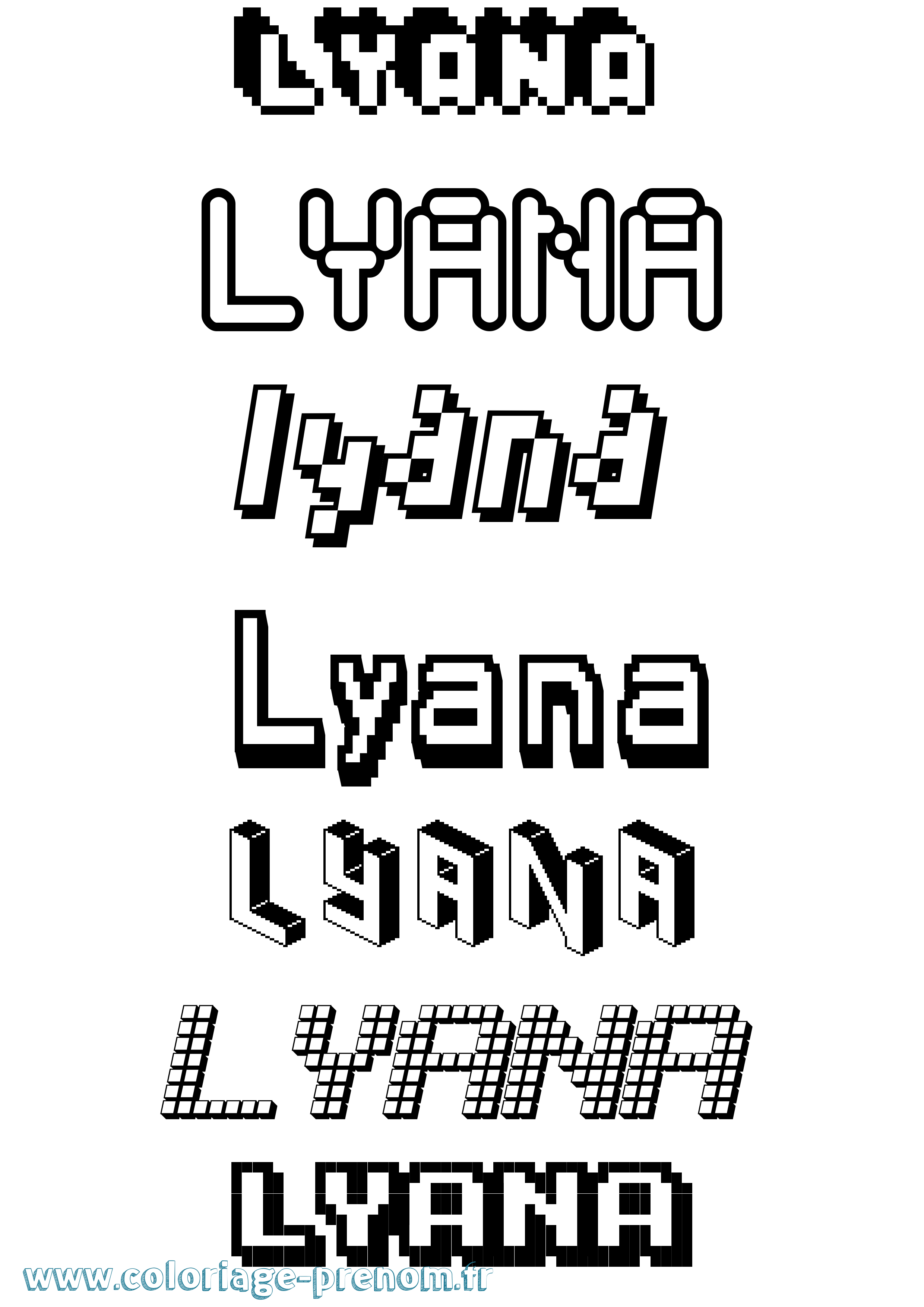 Coloriage Lyana Pixel Coloriage prénom Lyana Pixel