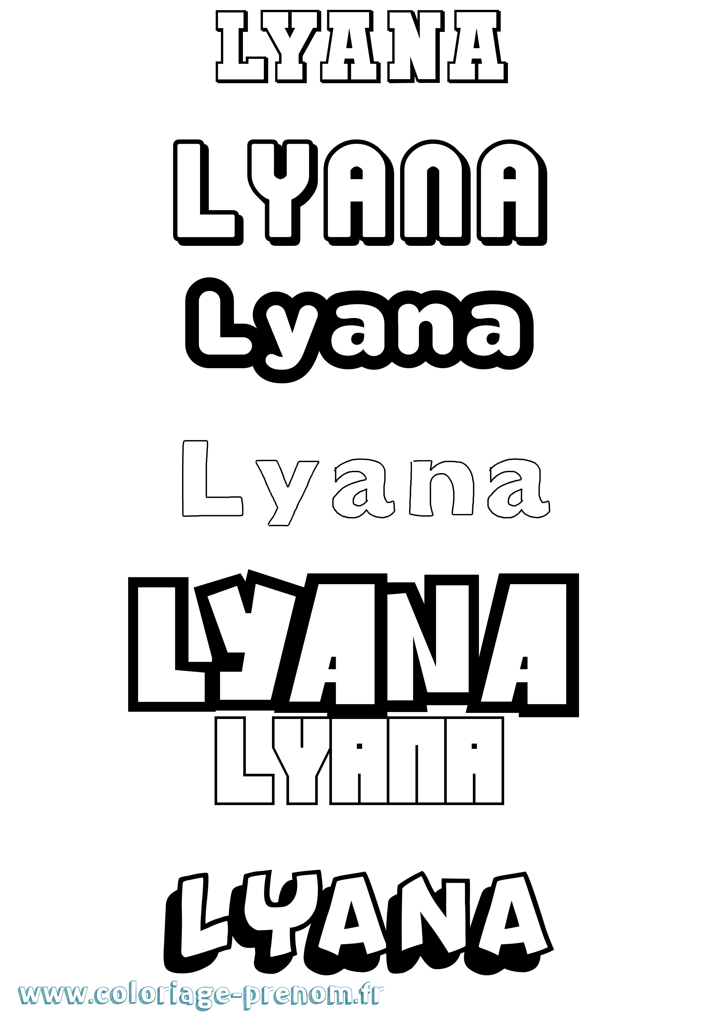 Coloriage Lyana Simple Coloriage prénom Lyana Simple