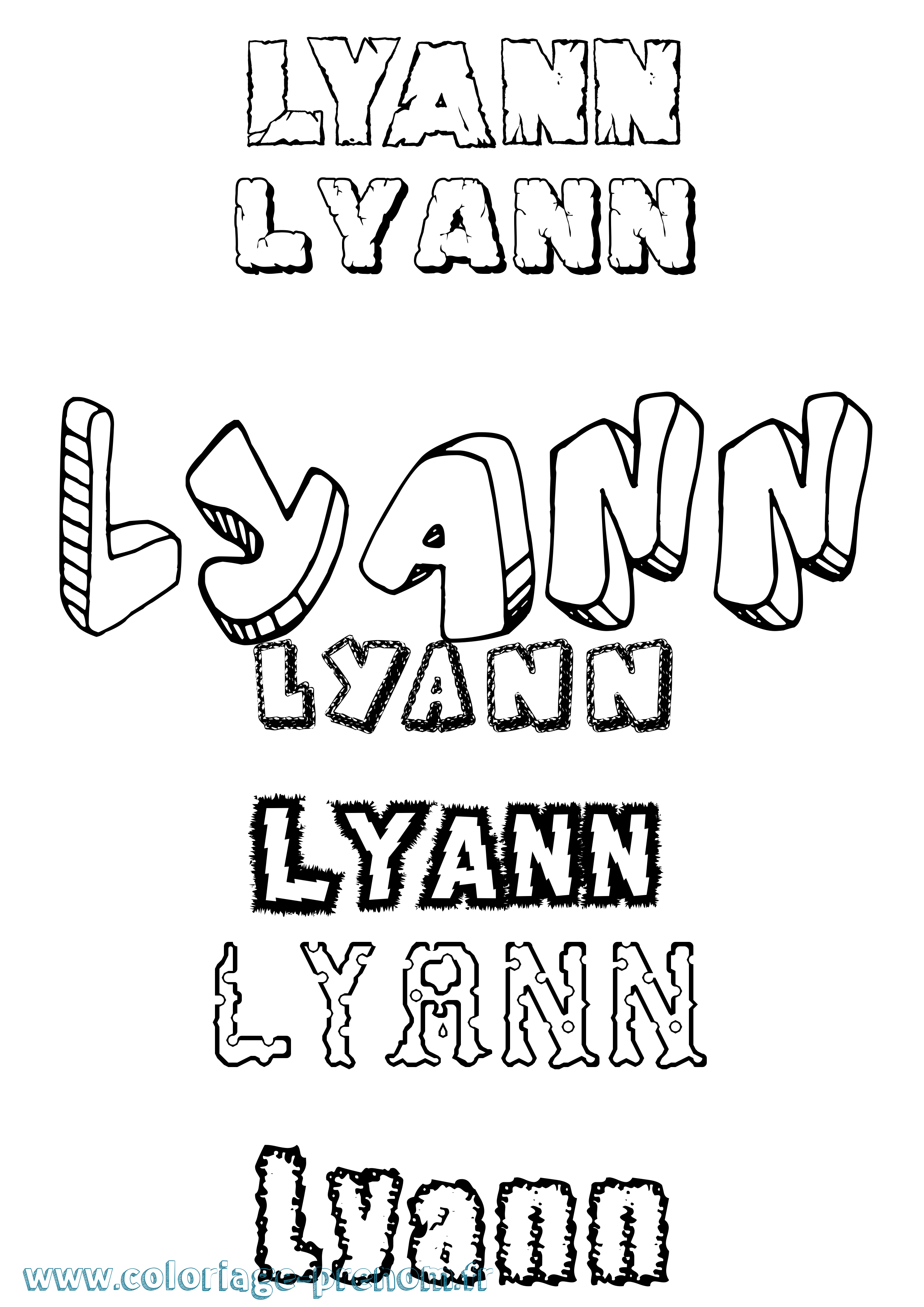 Coloriage prénom Lyann Destructuré