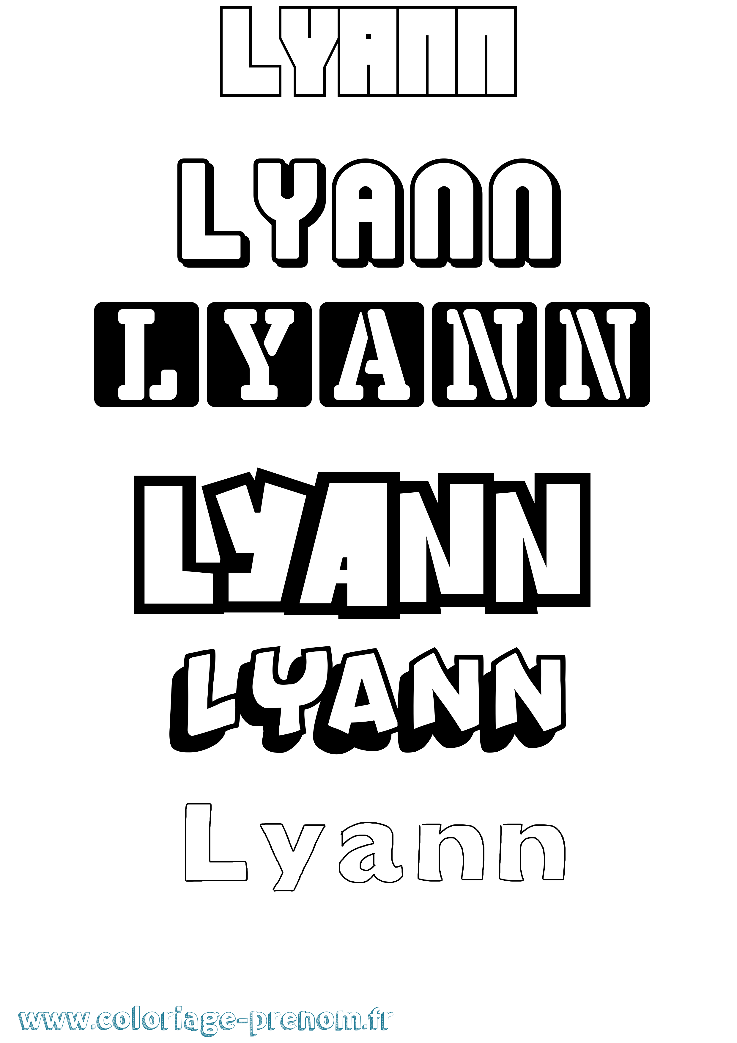 Coloriage prénom Lyann Simple
