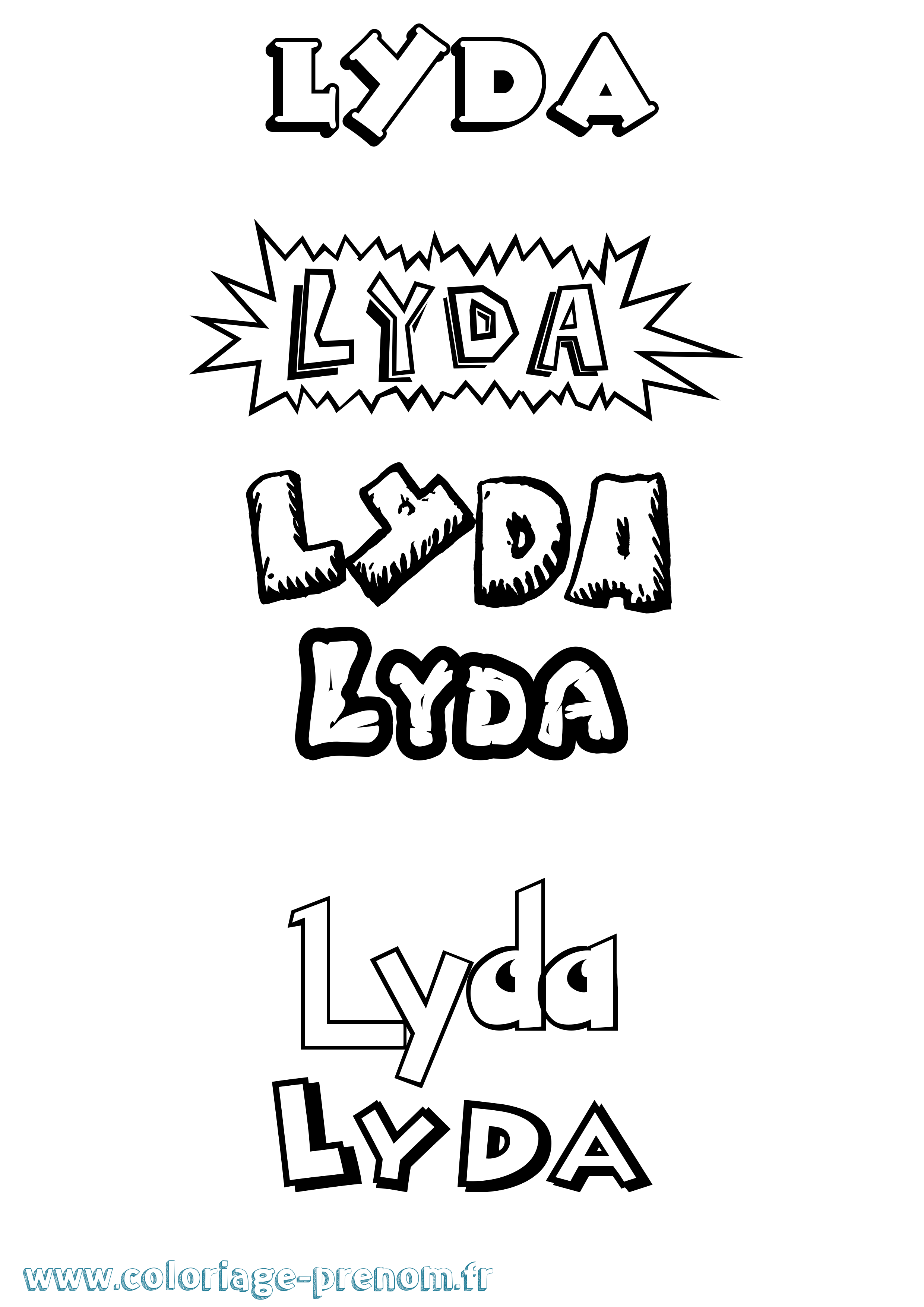 Coloriage prénom Lyda Dessin Animé