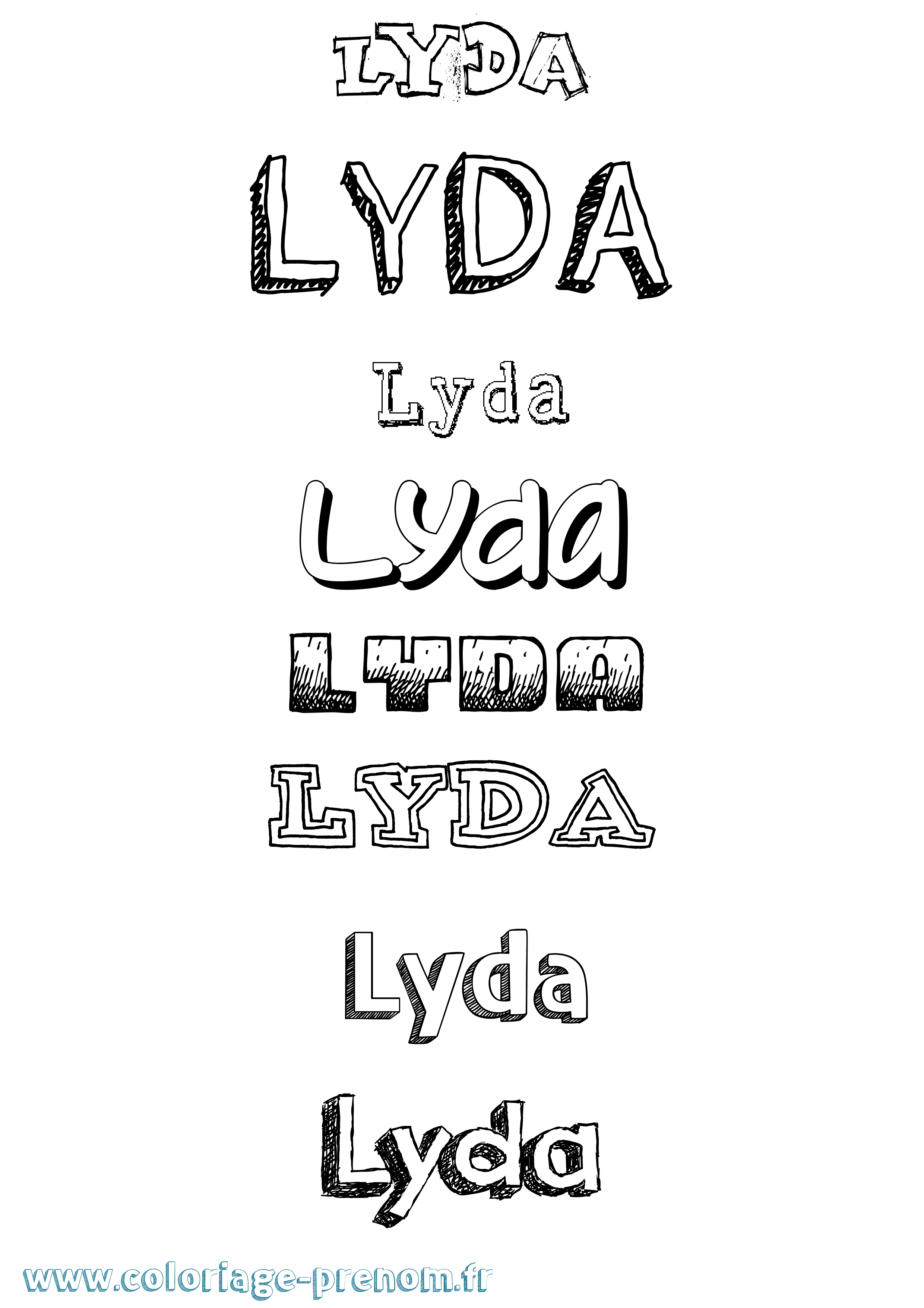 Coloriage prénom Lyda Dessiné