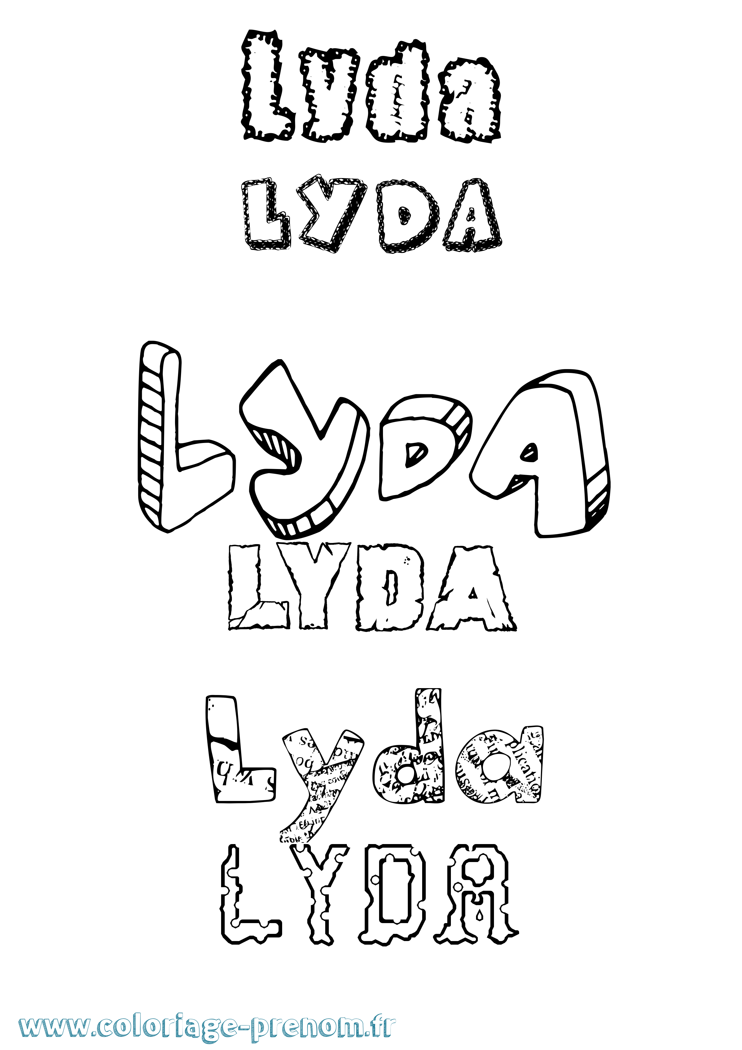 Coloriage prénom Lyda Destructuré