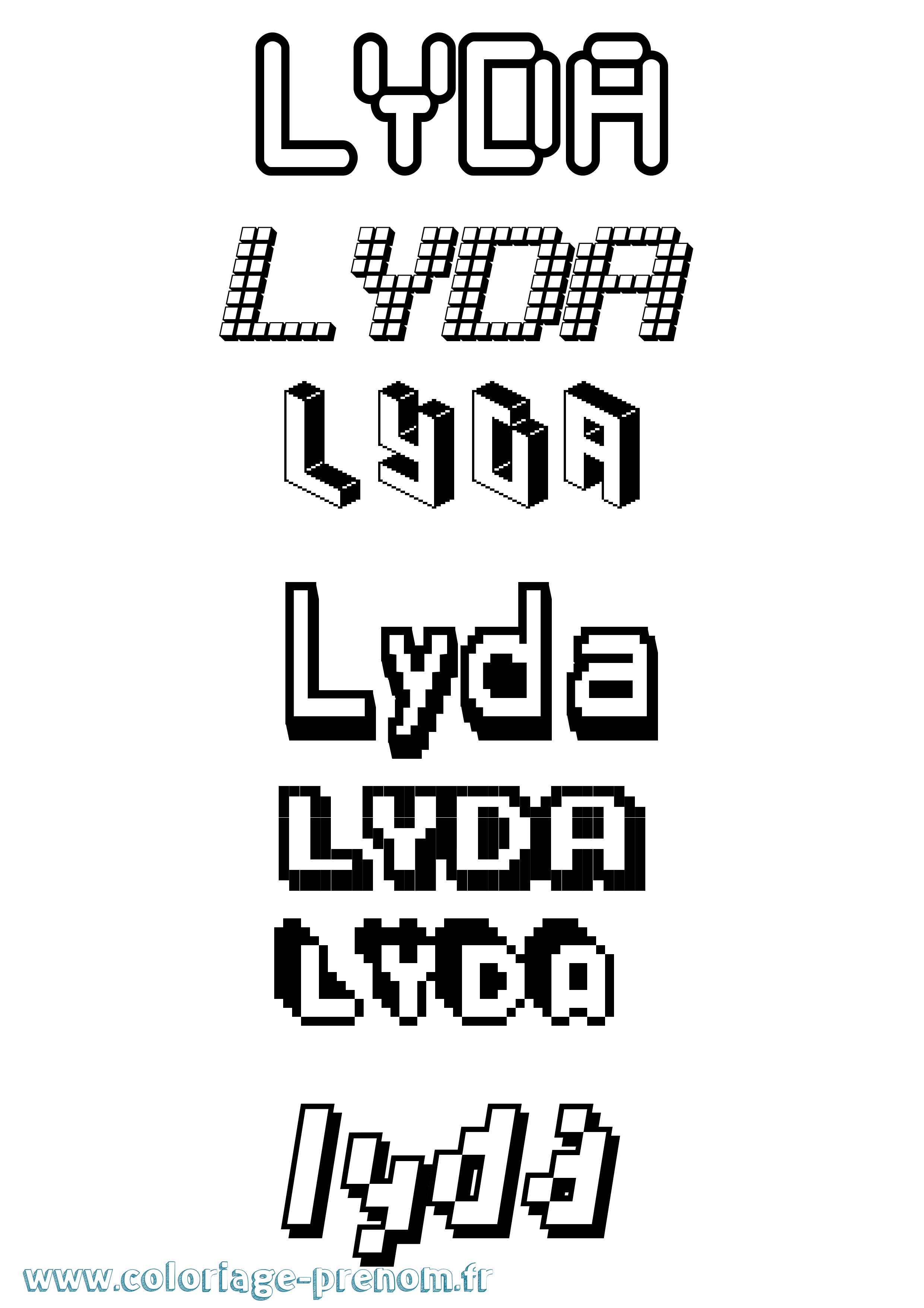 Coloriage prénom Lyda Pixel