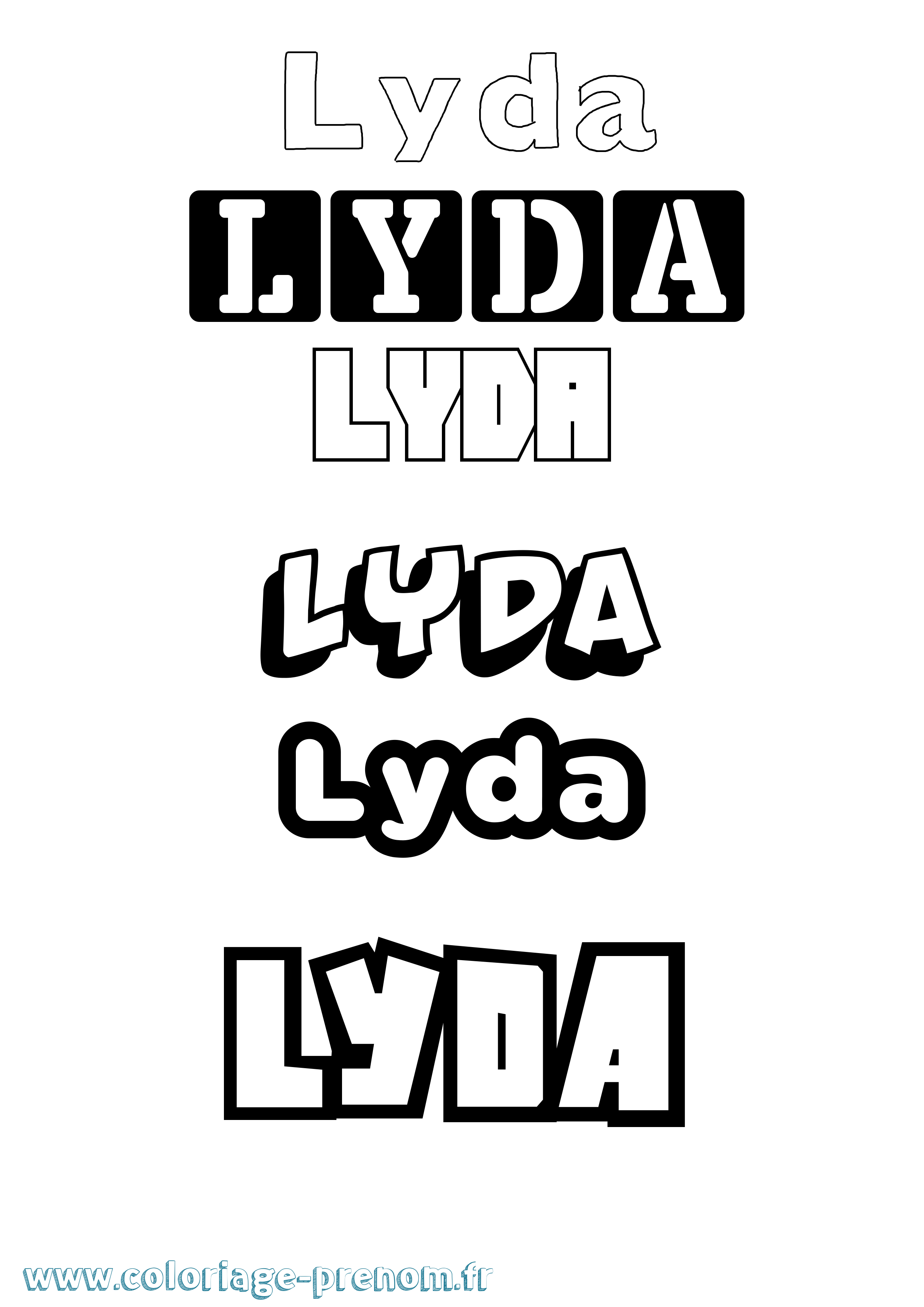 Coloriage prénom Lyda Simple