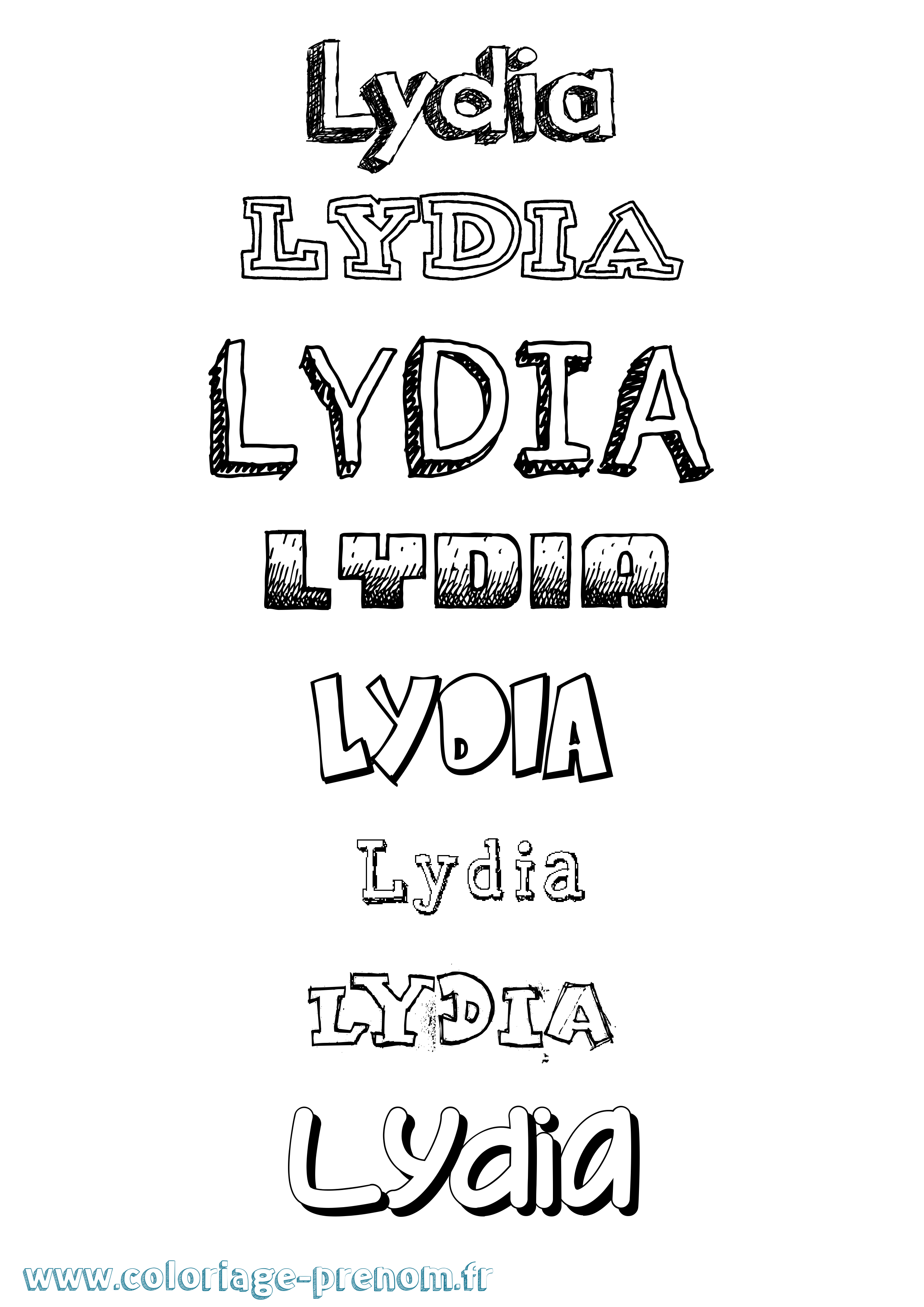 Coloriage prénom Lydia Dessiné