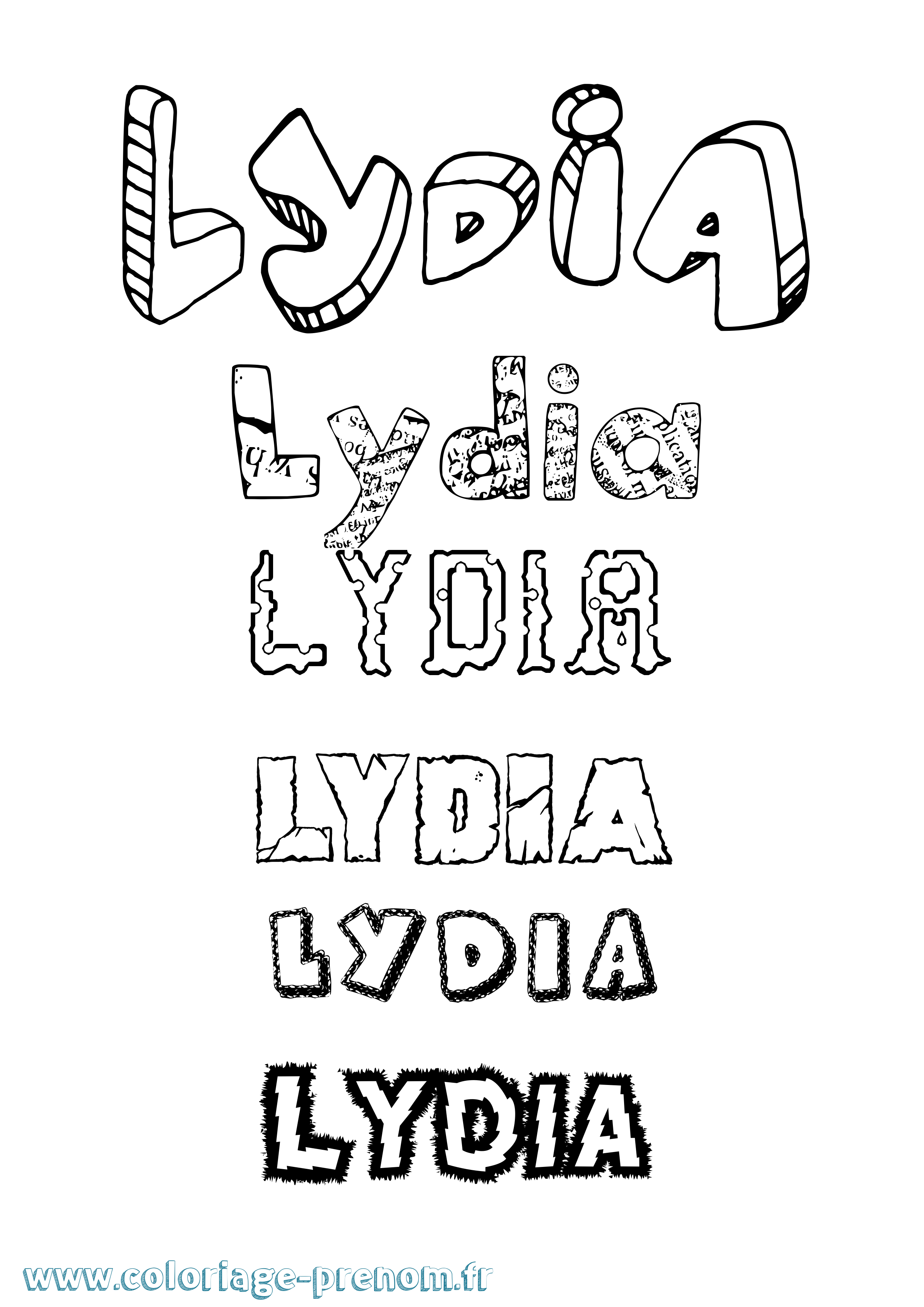 Coloriage prénom Lydia Destructuré