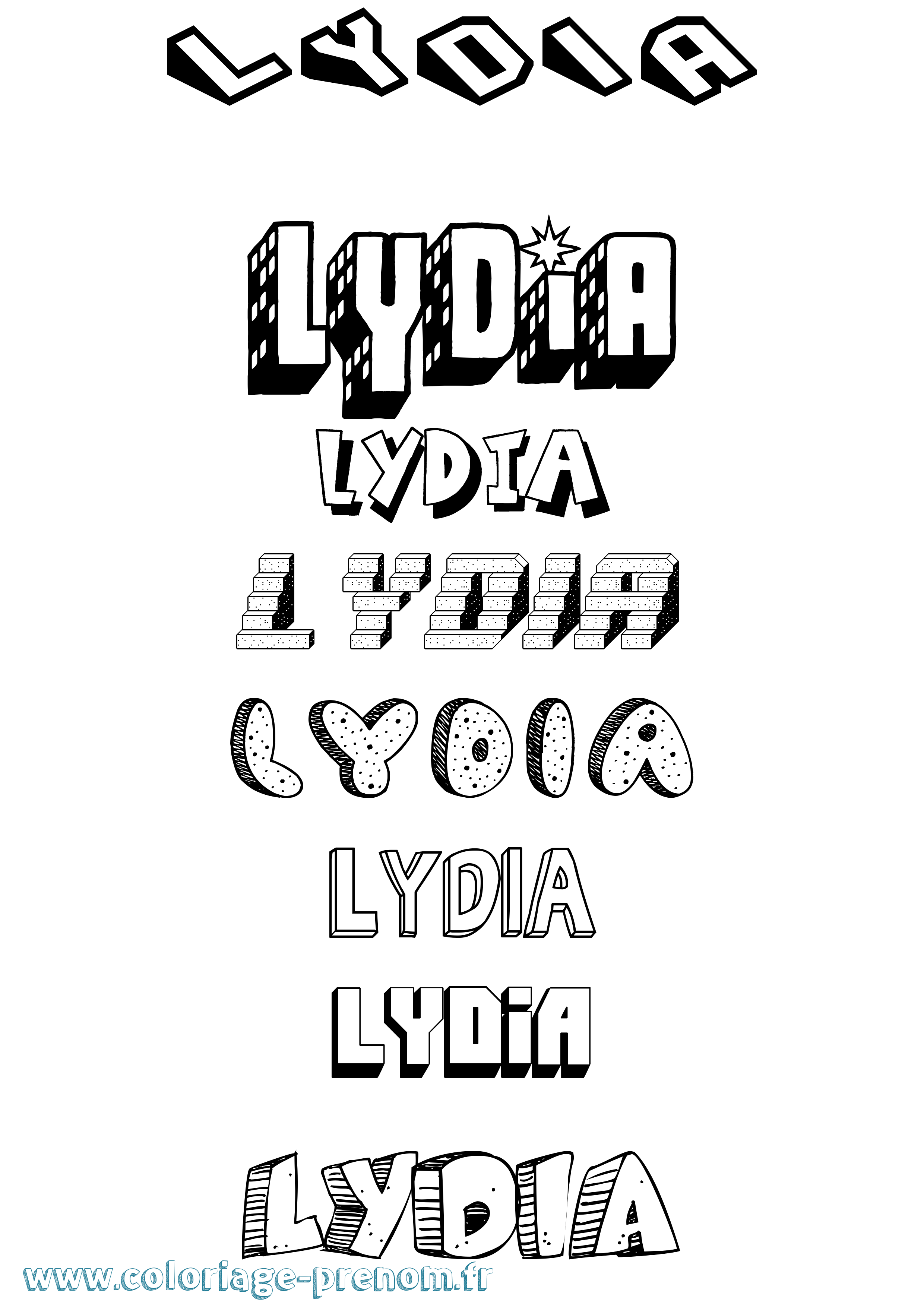 Coloriage prénom Lydia Effet 3D