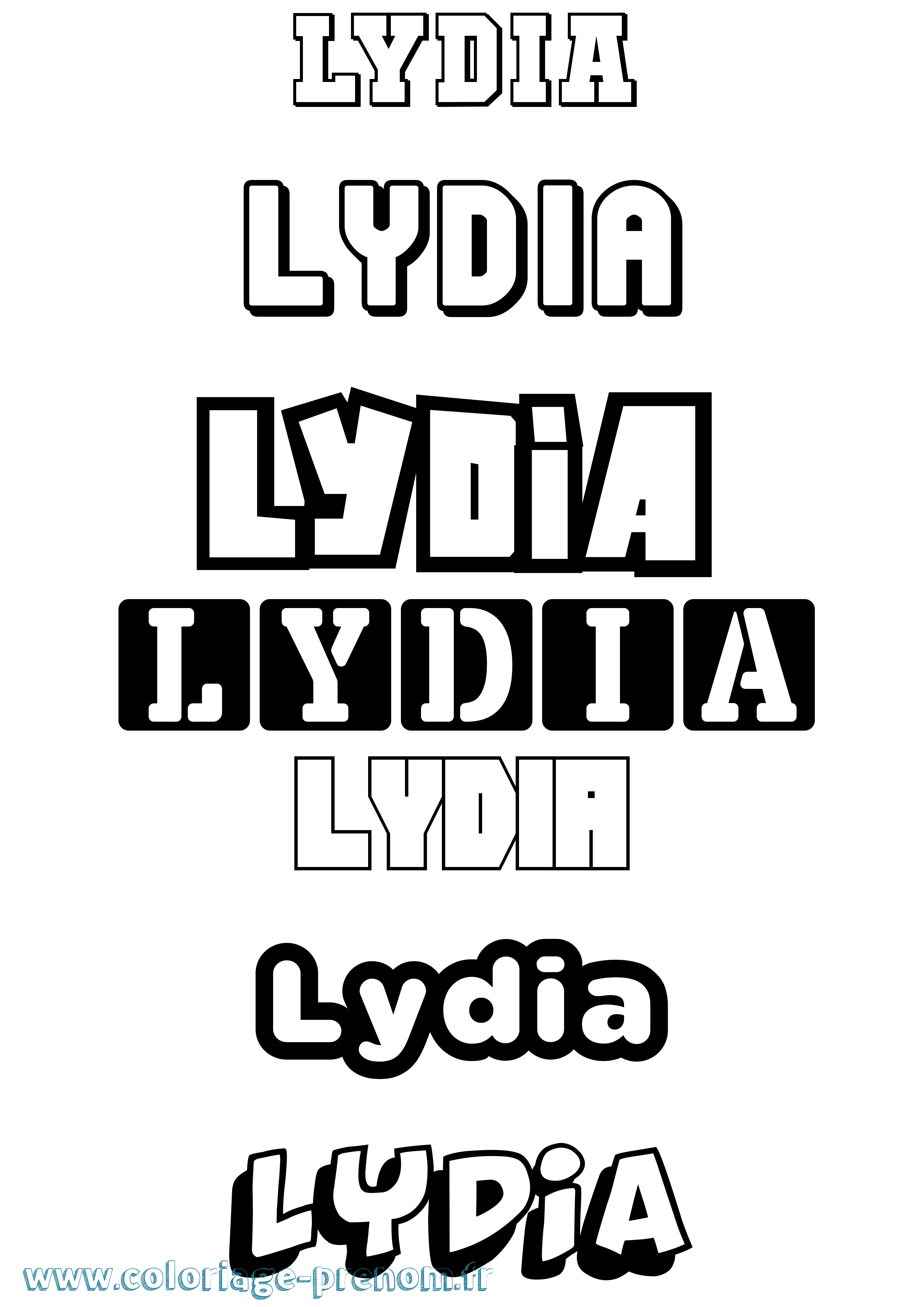 Coloriage prénom Lydia Simple