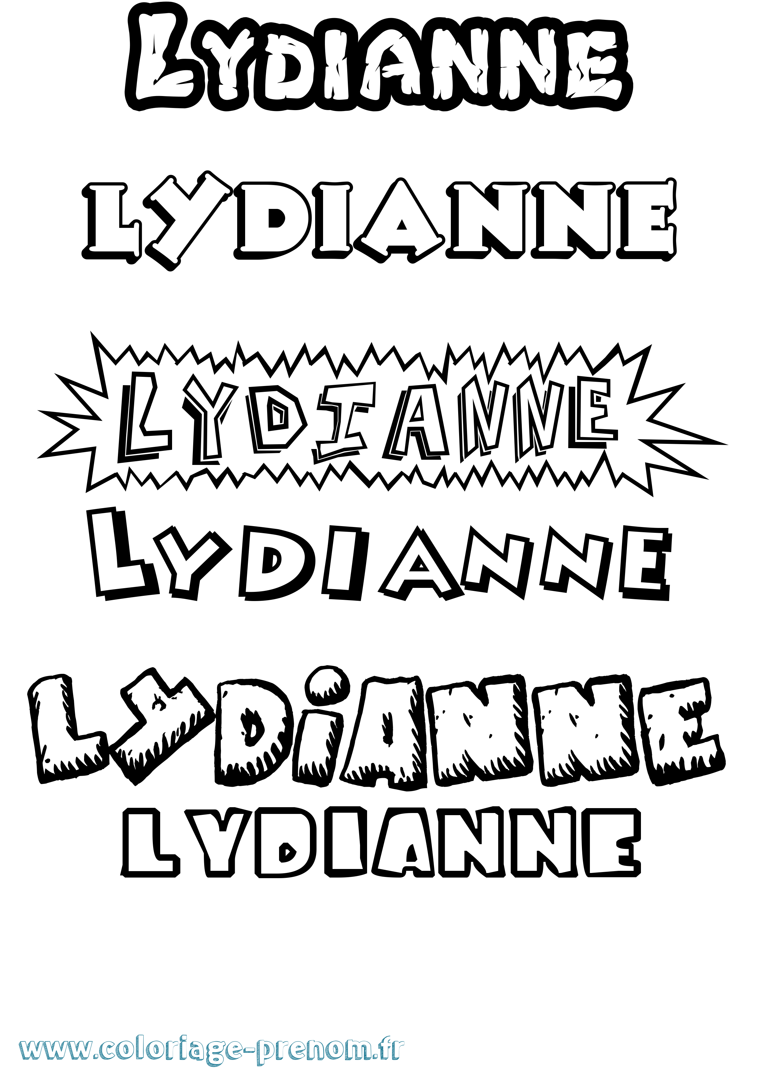 Coloriage prénom Lydianne Dessin Animé