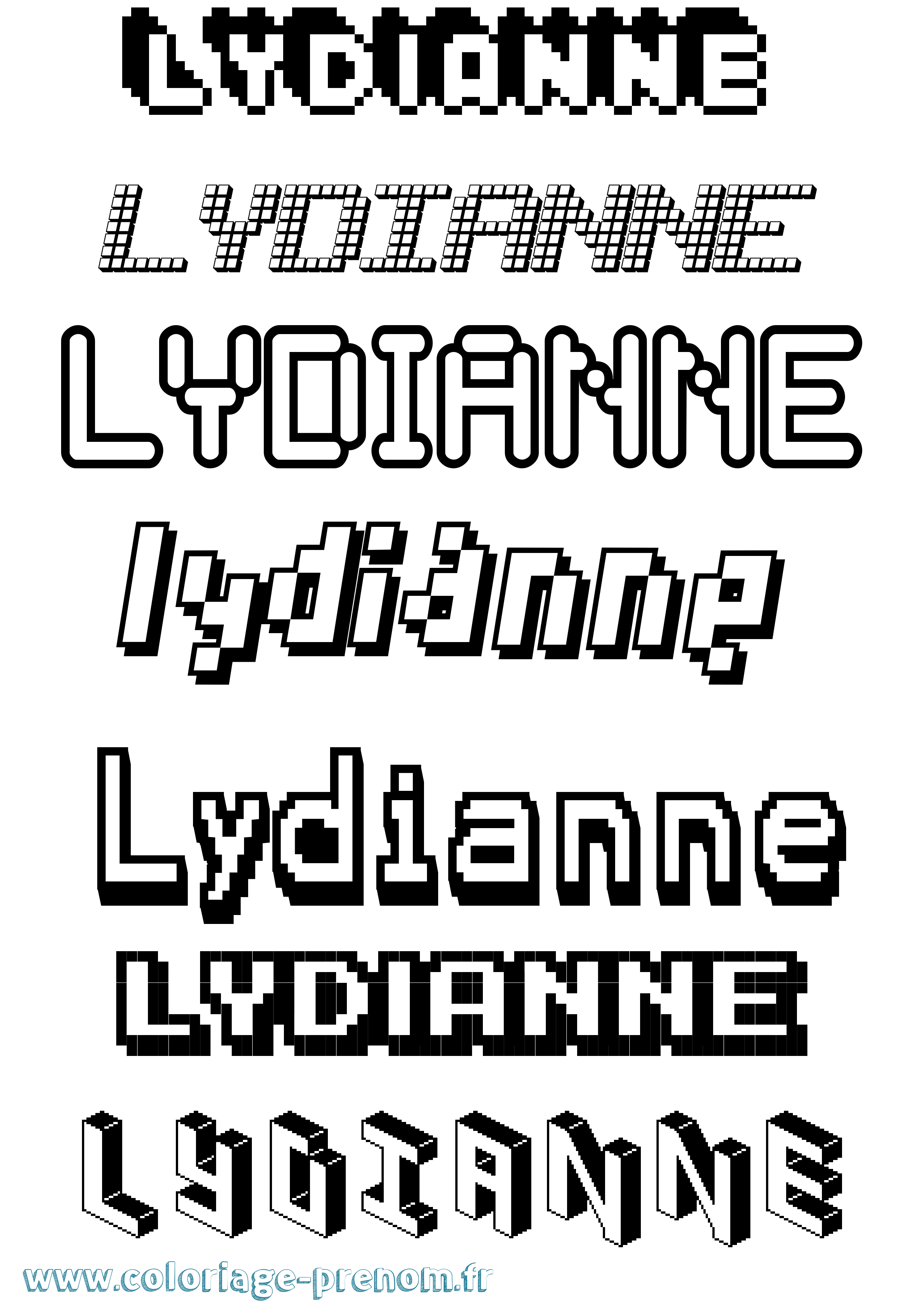 Coloriage prénom Lydianne Pixel