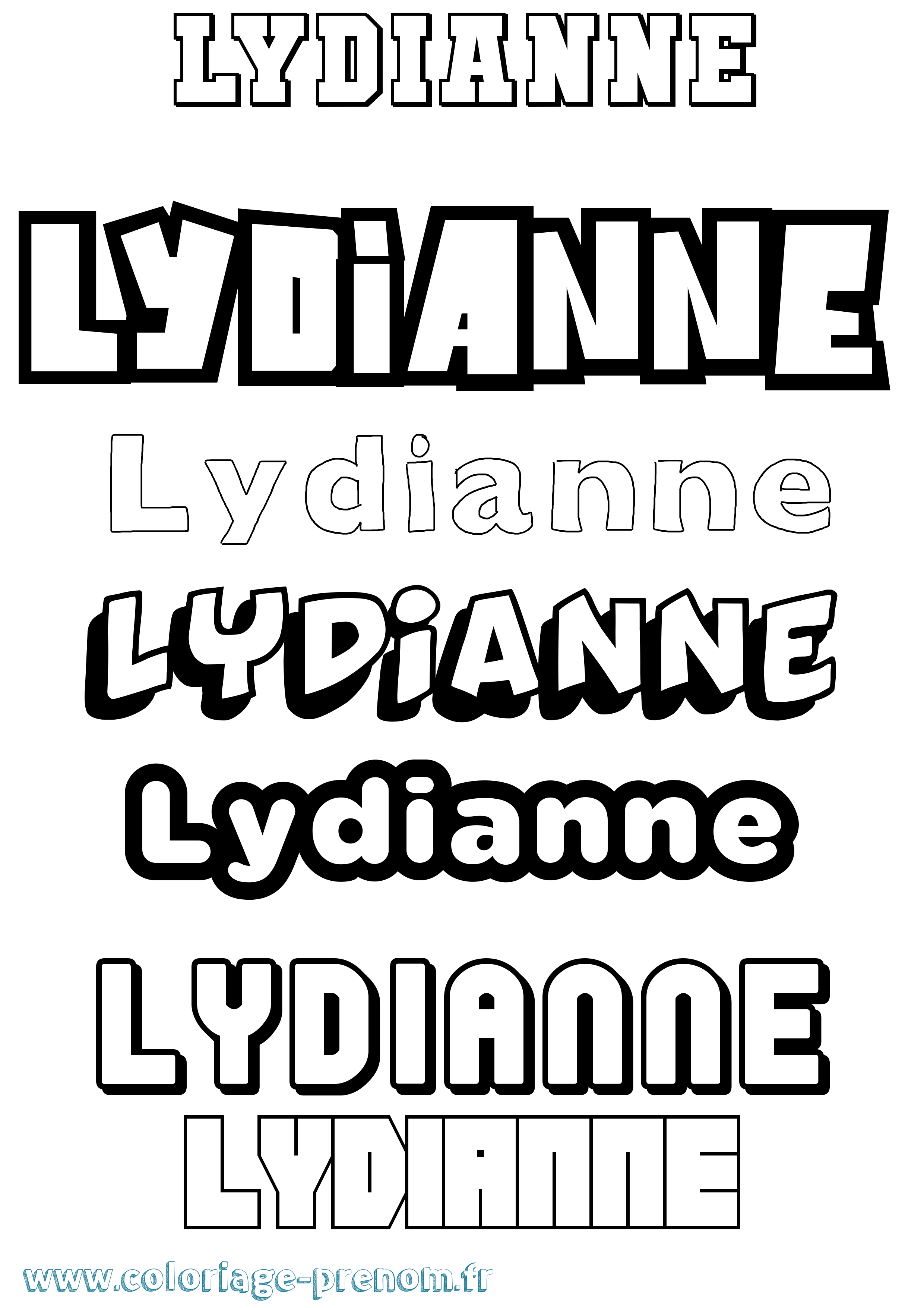 Coloriage prénom Lydianne Simple