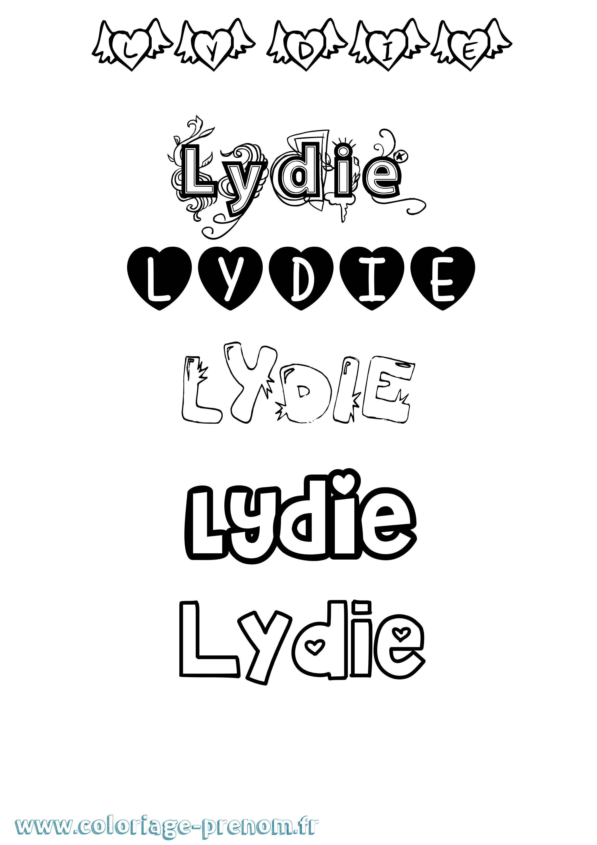 Coloriage Lydie Coloriage prénom Lydie