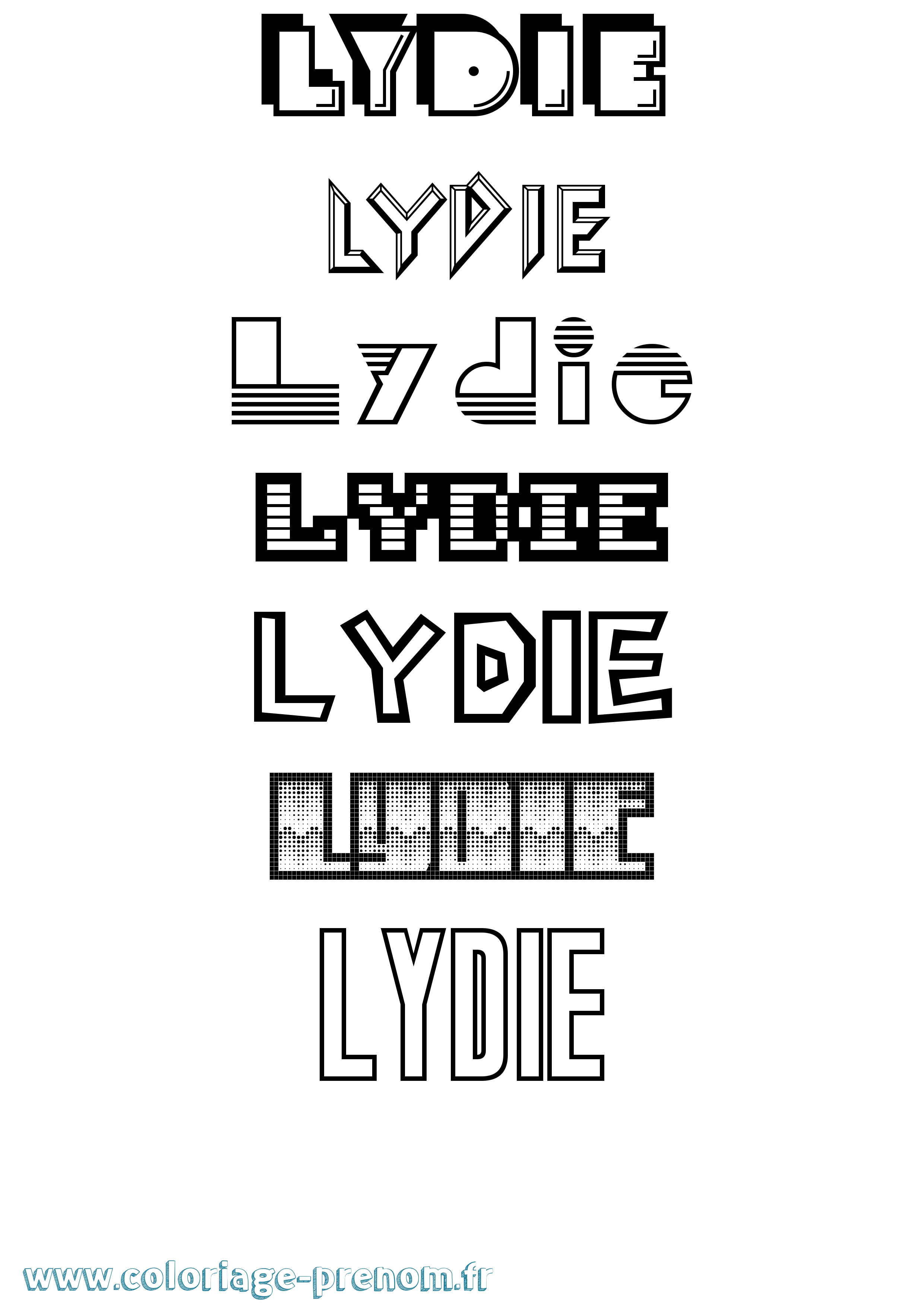 Coloriage prénom Lydie