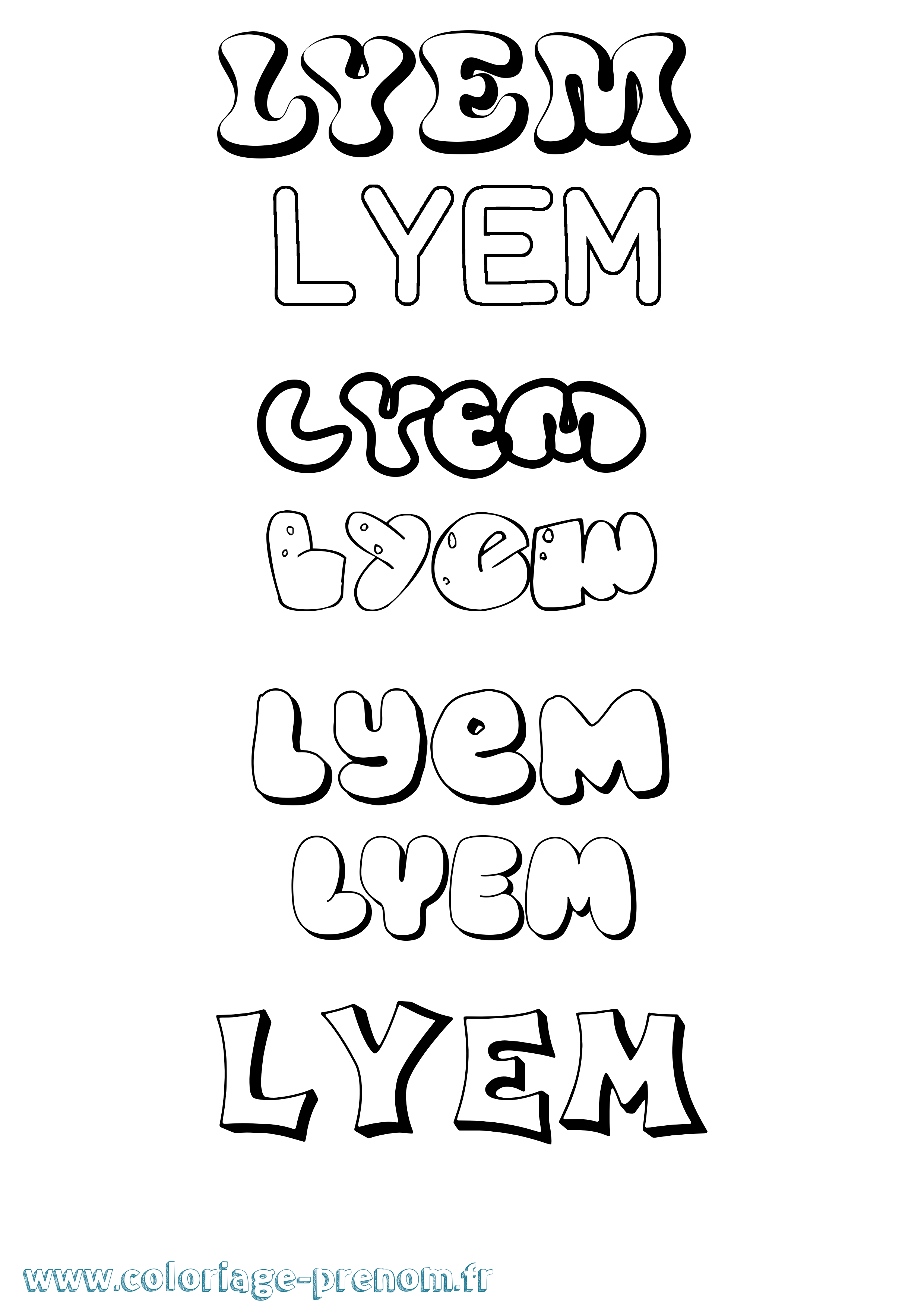 Coloriage prénom Lyem Bubble