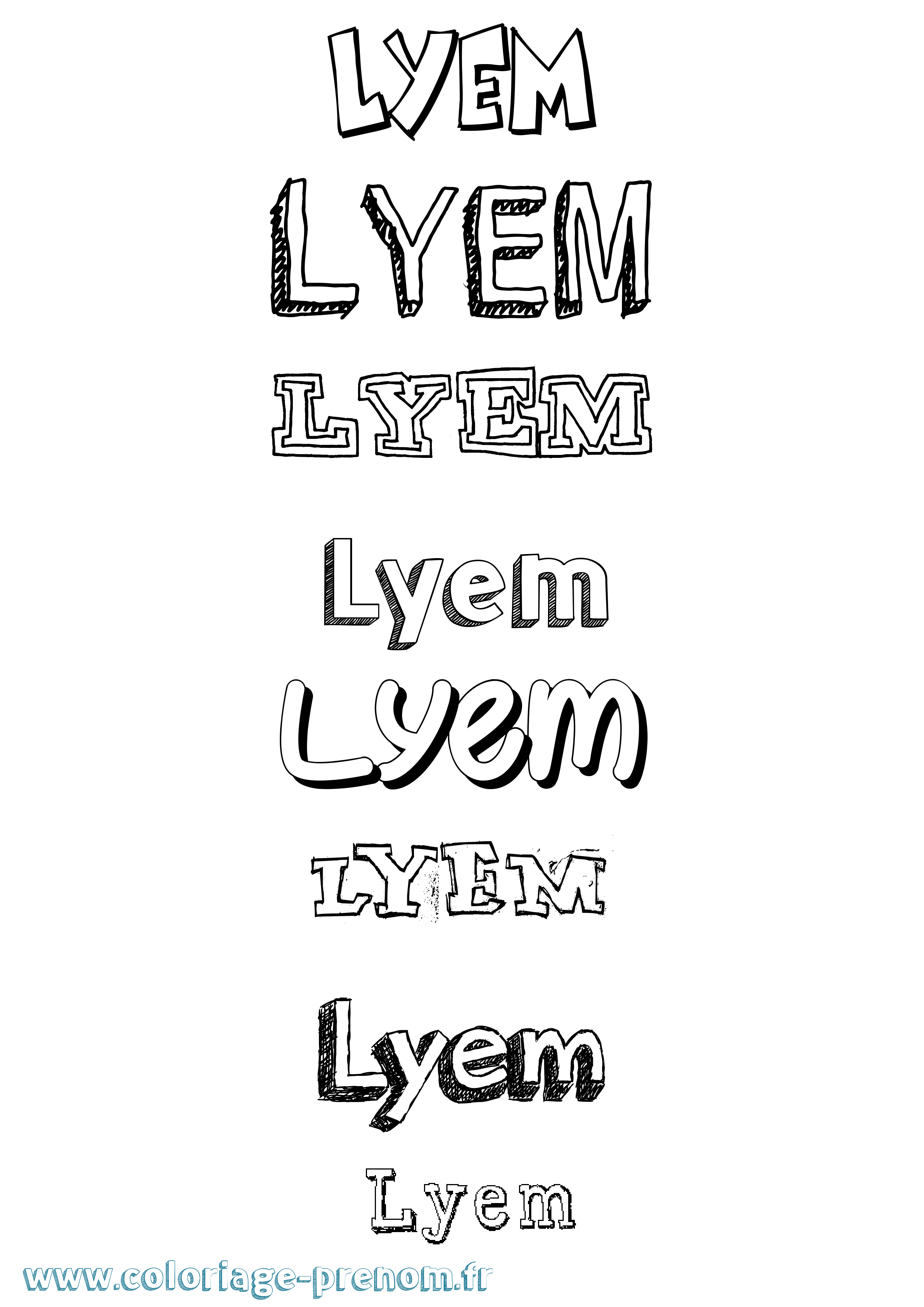 Coloriage prénom Lyem Dessiné
