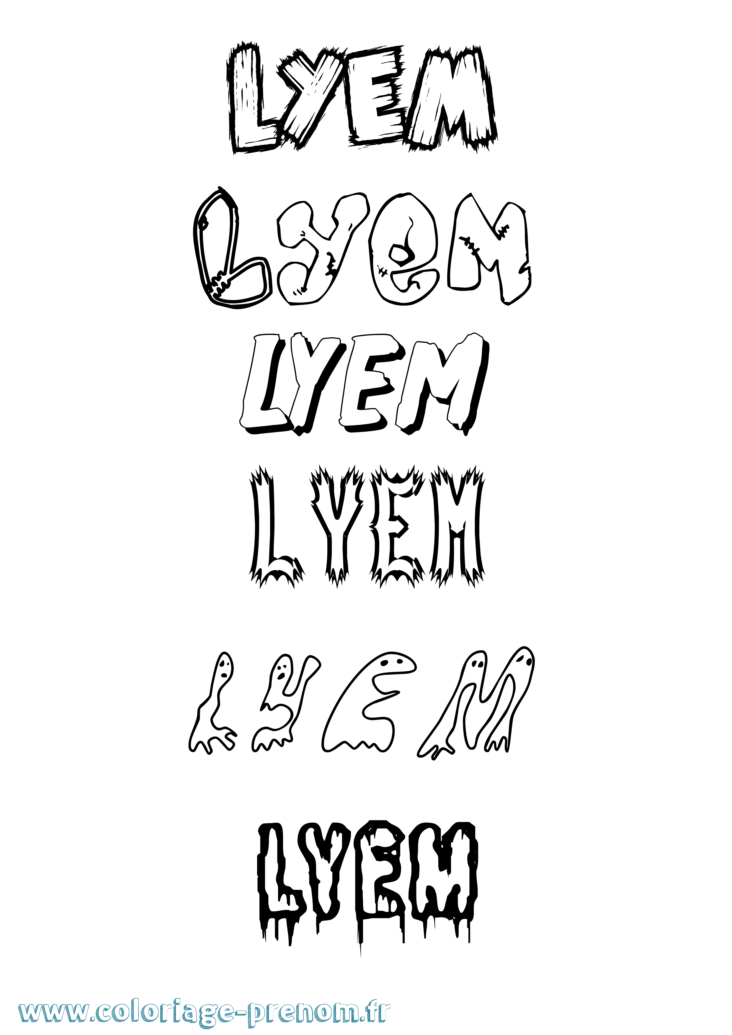 Coloriage prénom Lyem Frisson