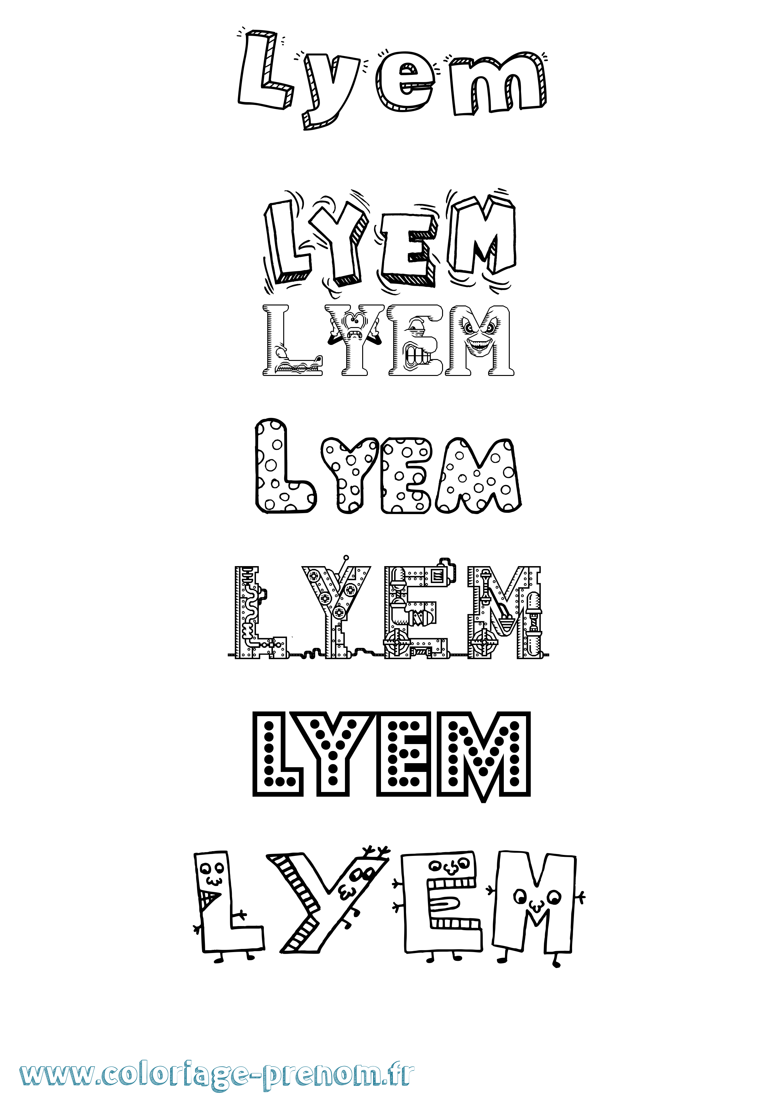 Coloriage prénom Lyem Fun