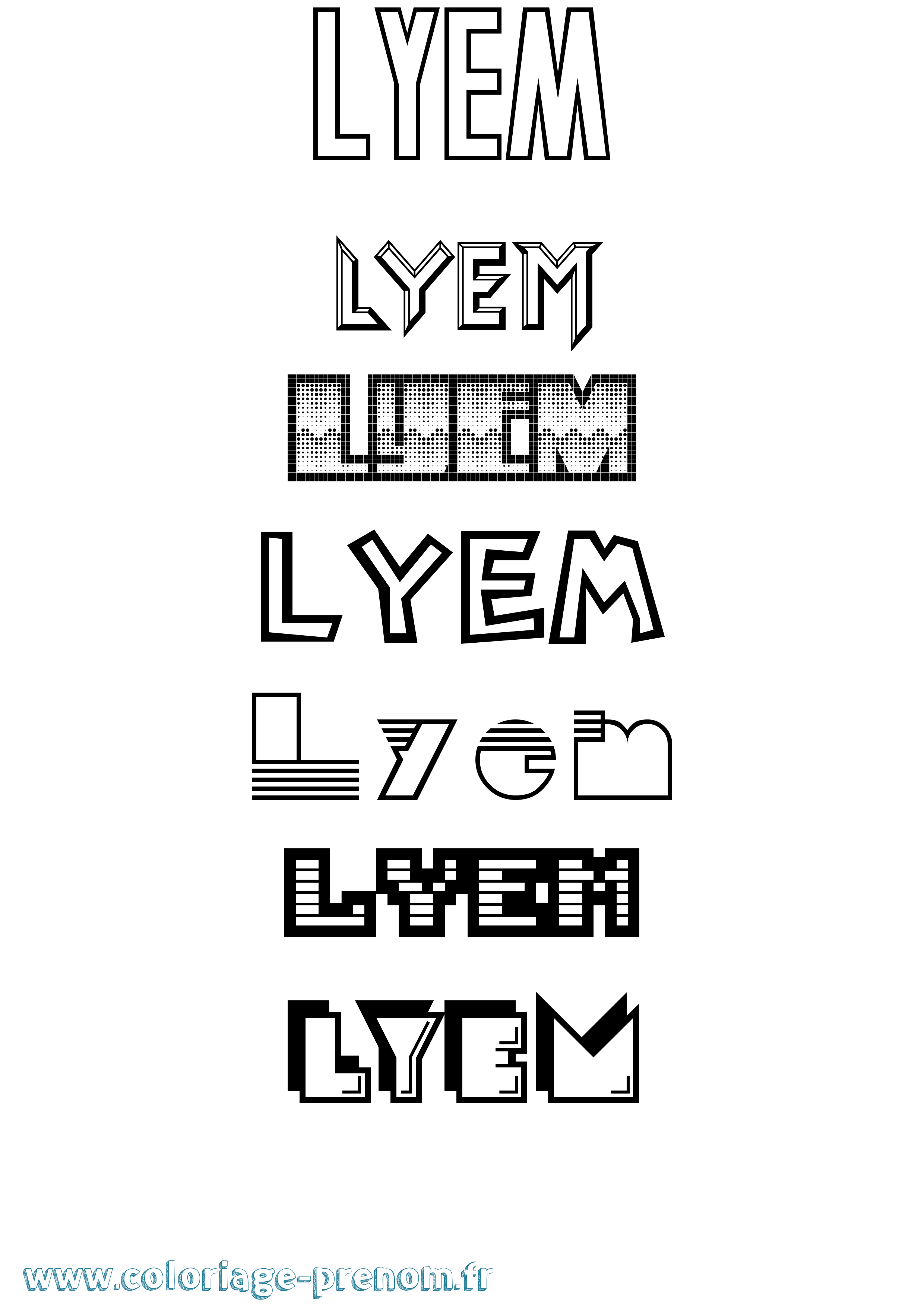 Coloriage prénom Lyem Jeux Vidéos