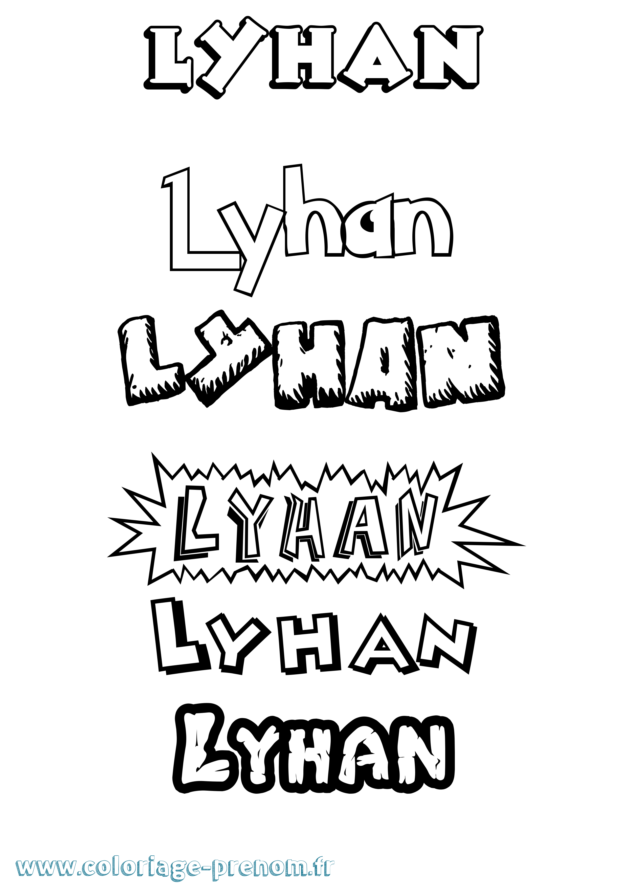 Coloriage prénom Lyhan Dessin Animé